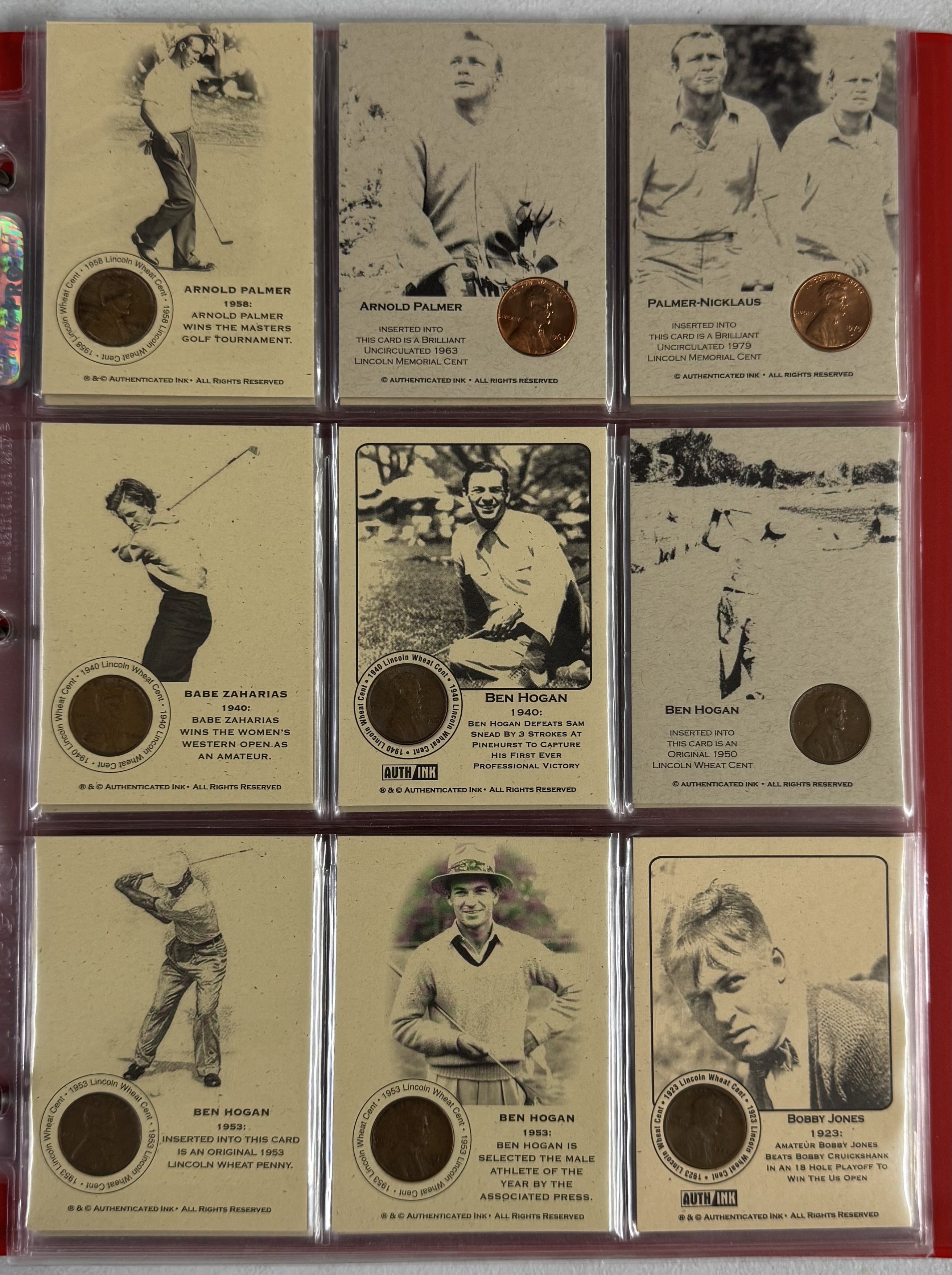 1900-2006 Authenticated Ink Golf Penny Insert Card Set (35) EX-NM
