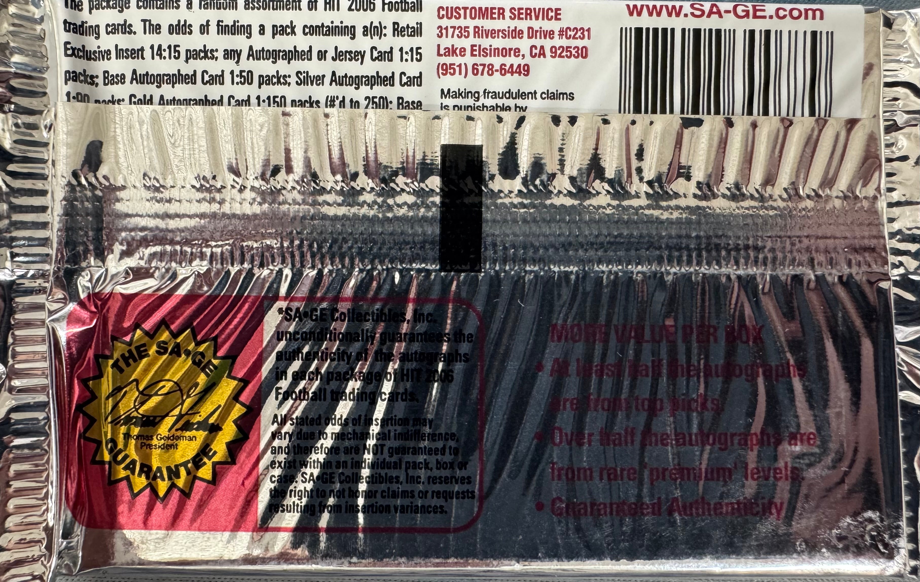 2006 Sage Hit Football Retail Pack