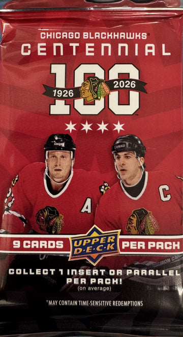 2025-26 Upper Deck Chicago Blackhawks Centennial Hockey Hobby Pack