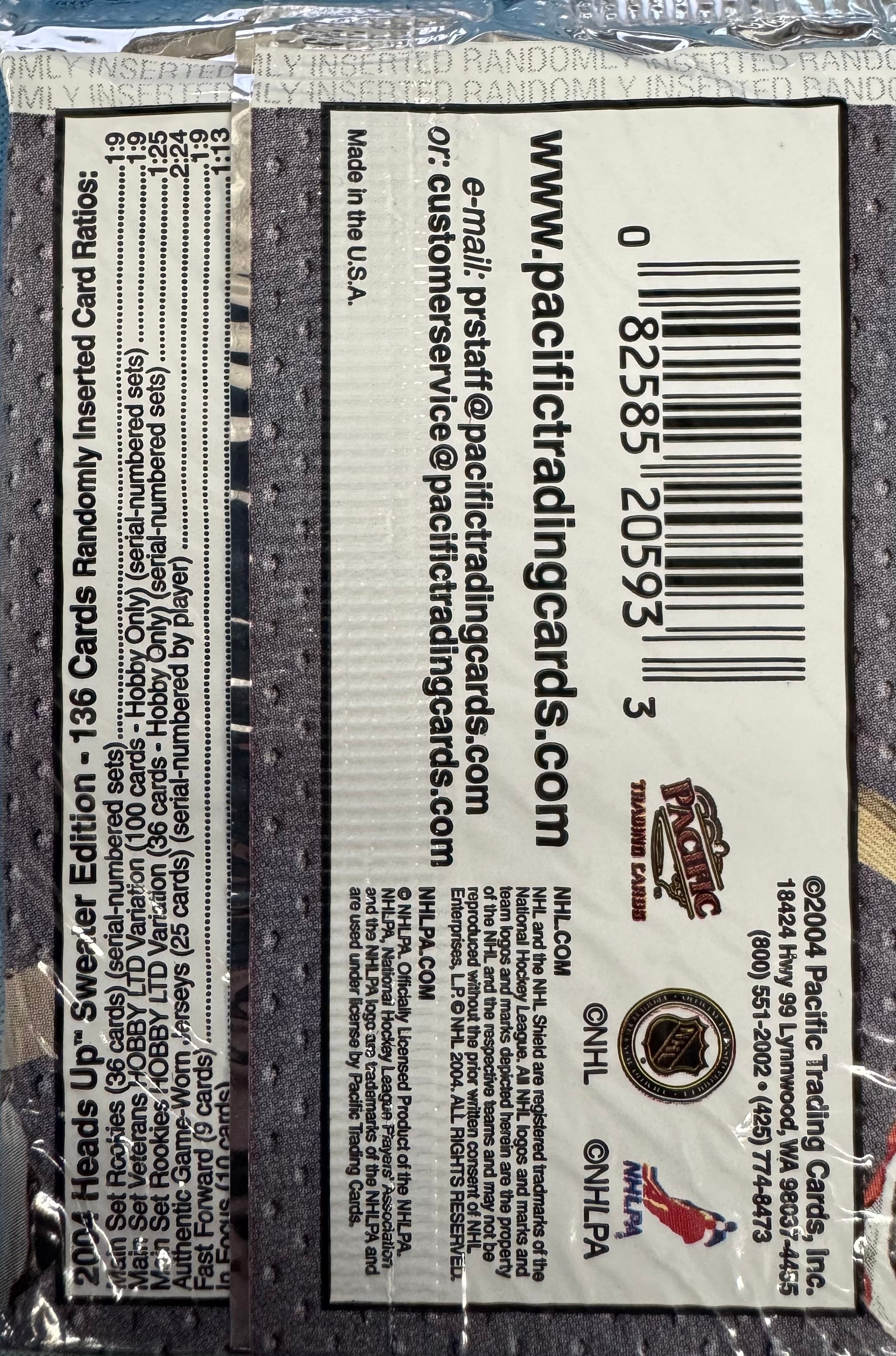 2004 Pacific Heads Up Hockey Sweater Edition Hobby Pack