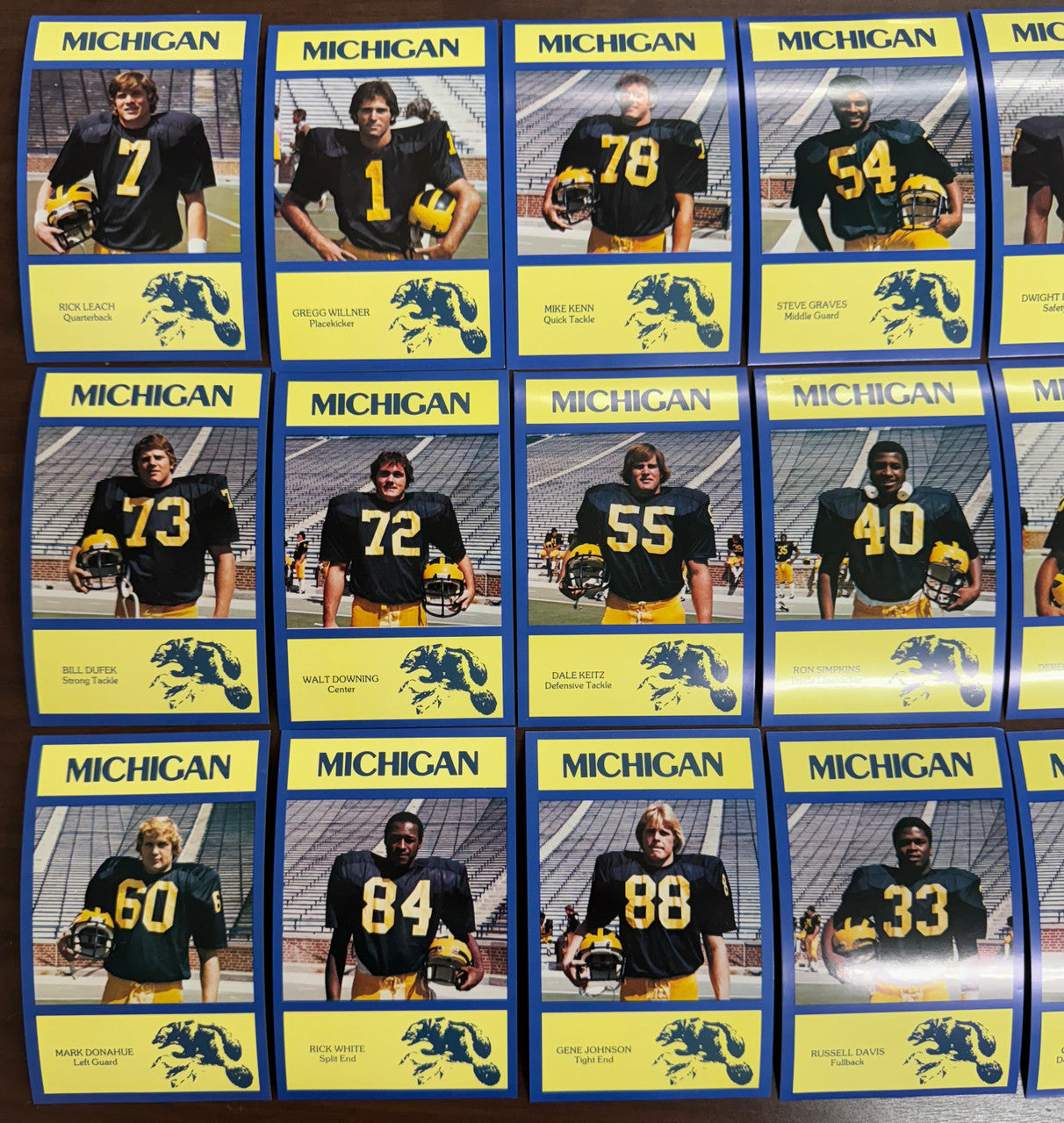 1977 Stommen University of Michigan Football Team Post Card Set (21)