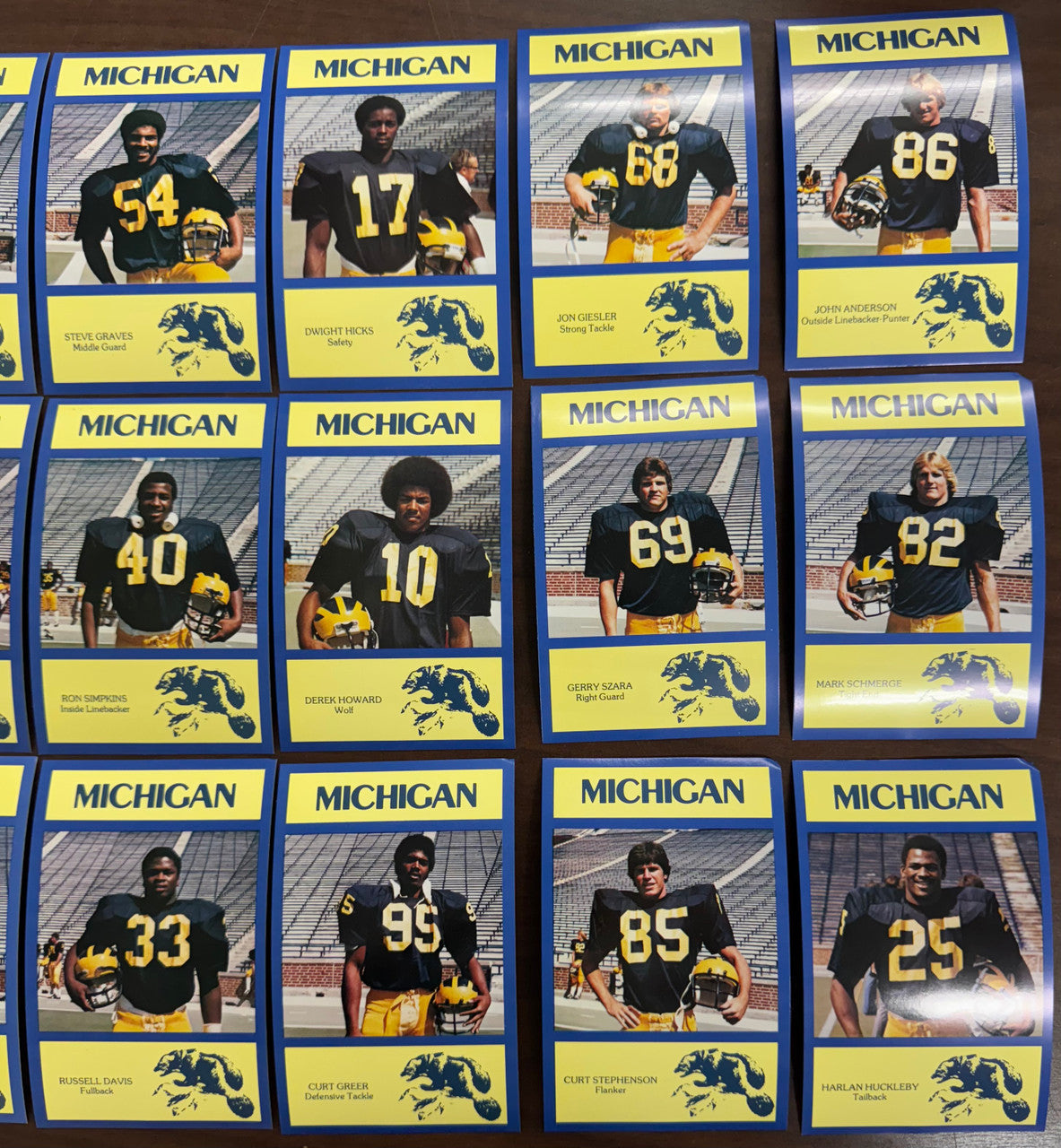 1977 Stommen University of Michigan Football Team Post Card Set (21)