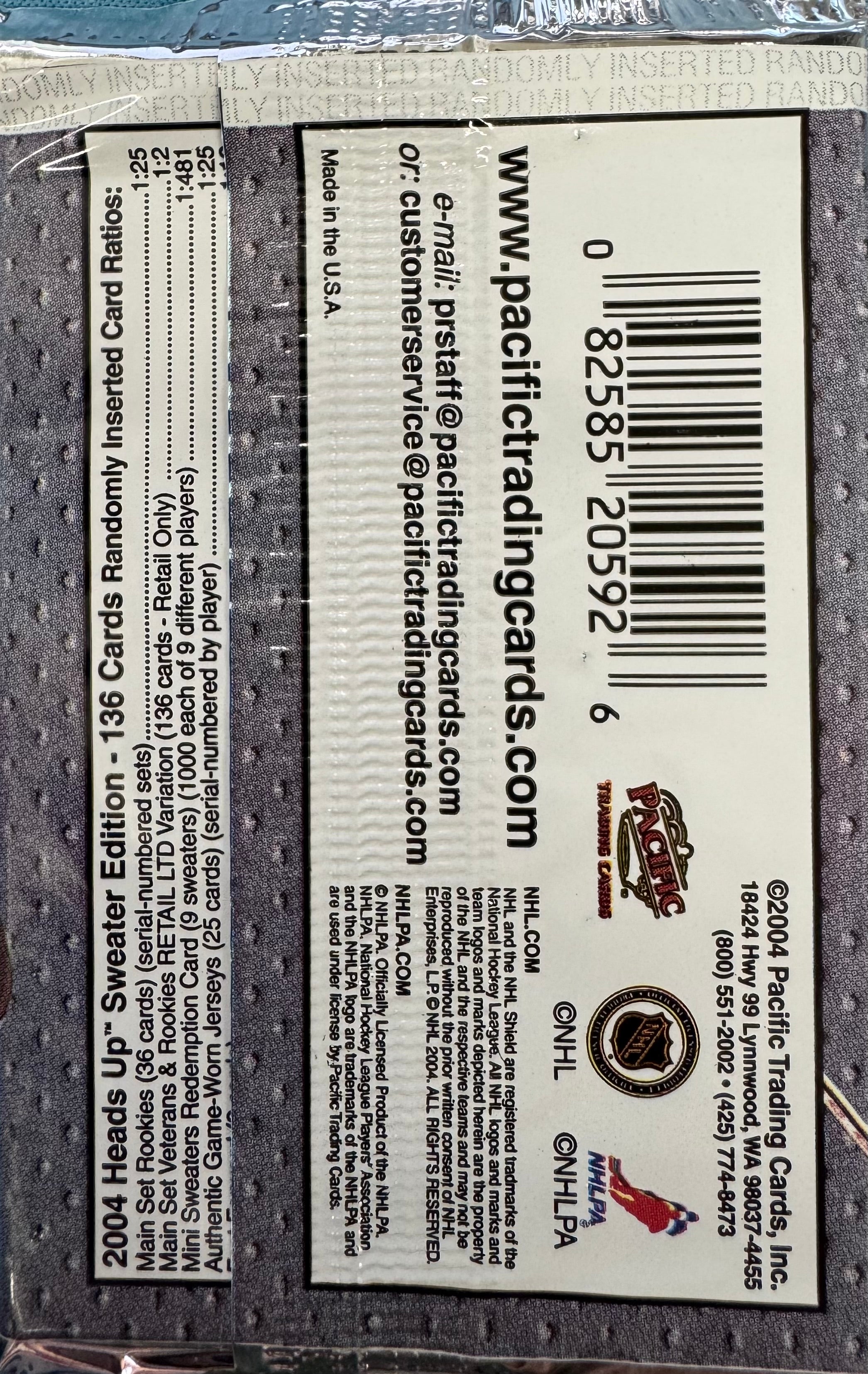 2004 Pacific Heads Up Hockey Sweater Edition Retail Pack