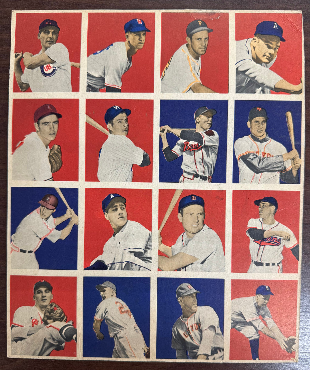 1949 Bowman Baseball 2 Uncut Error Sheets Musial Feller Spahn Double Hit On Back