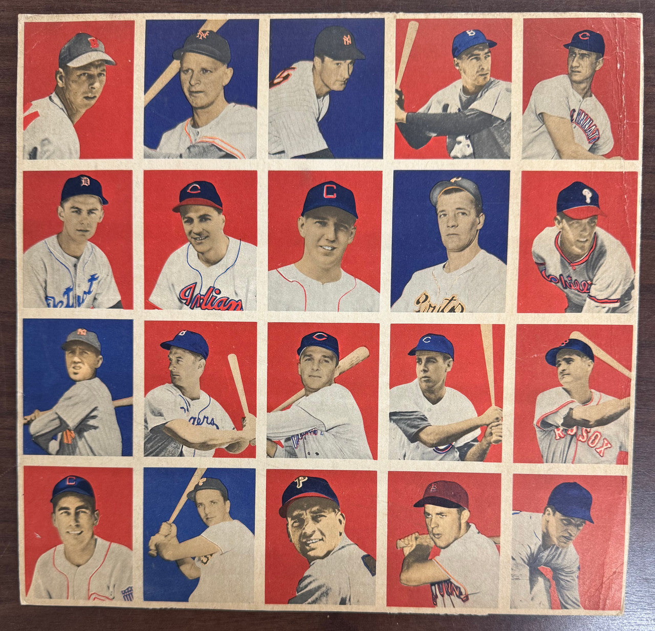 1949 Bowman Baseball 2 Uncut Error Sheets Musial Feller Spahn Double Hit On Back