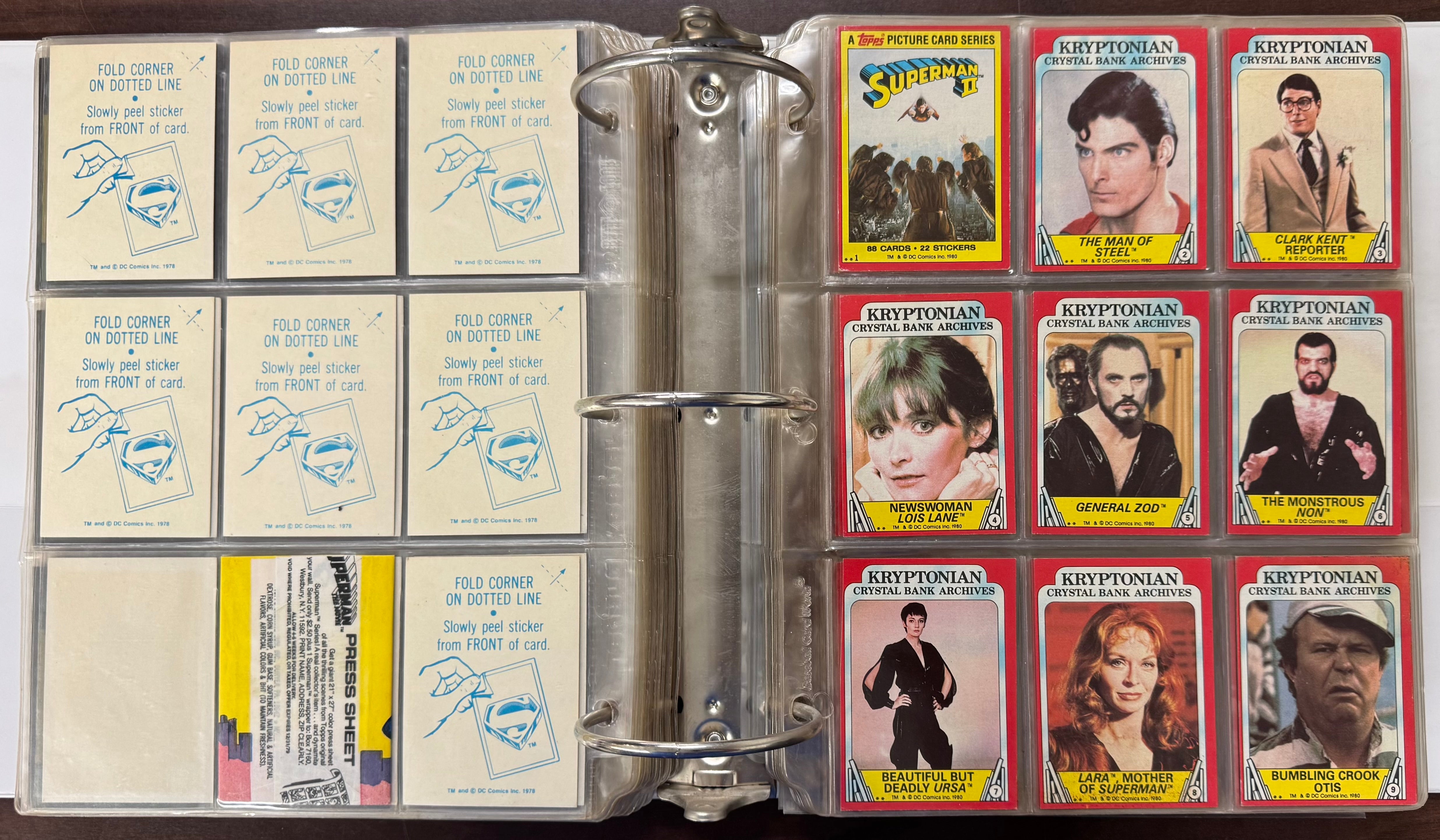 1978/83 Topps Superman 1-3 Complete Card Sets W/ Stickers EX-MT