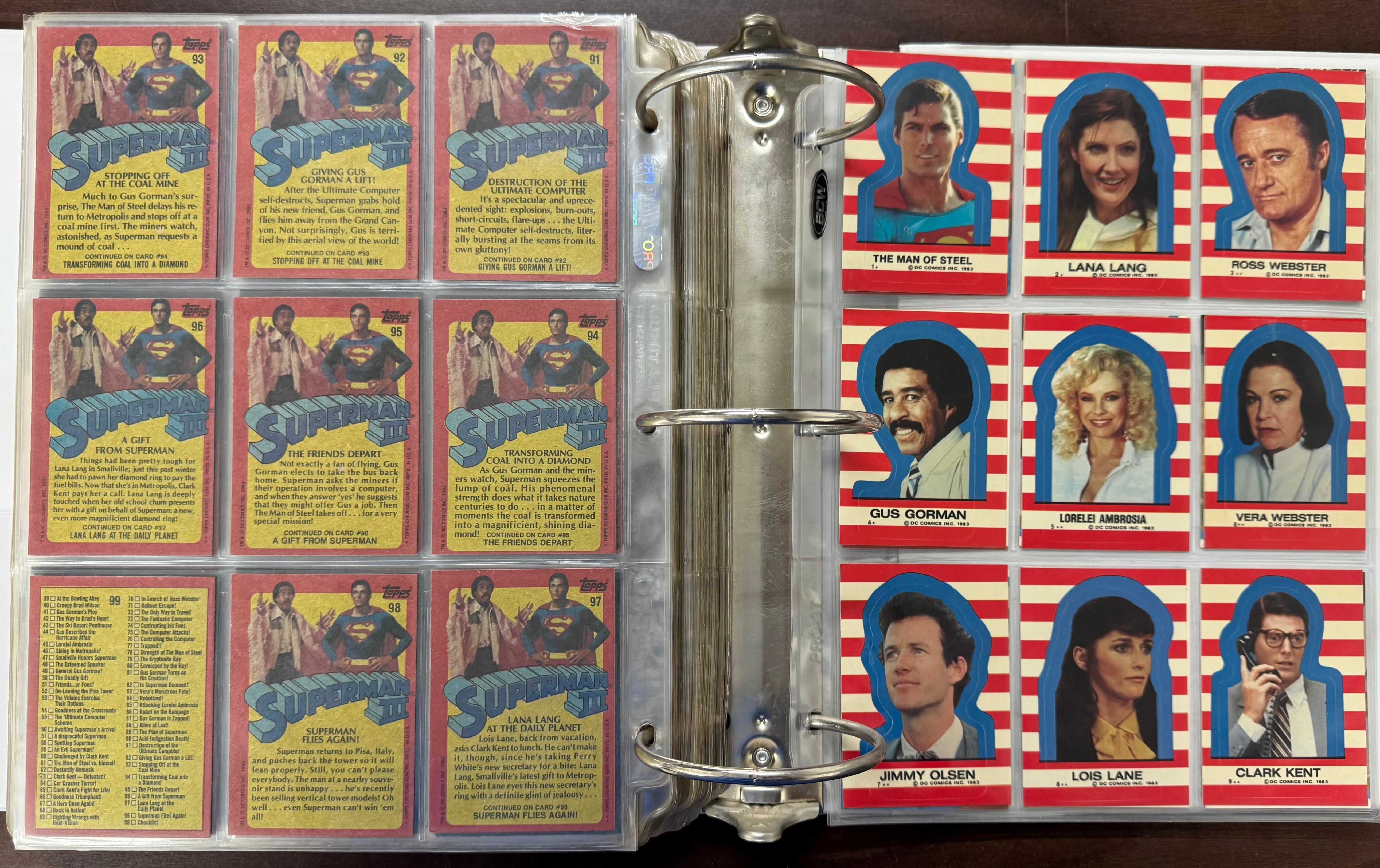 1978/83 Topps Superman 1-3 Complete Card Sets W/ Stickers EX-MT