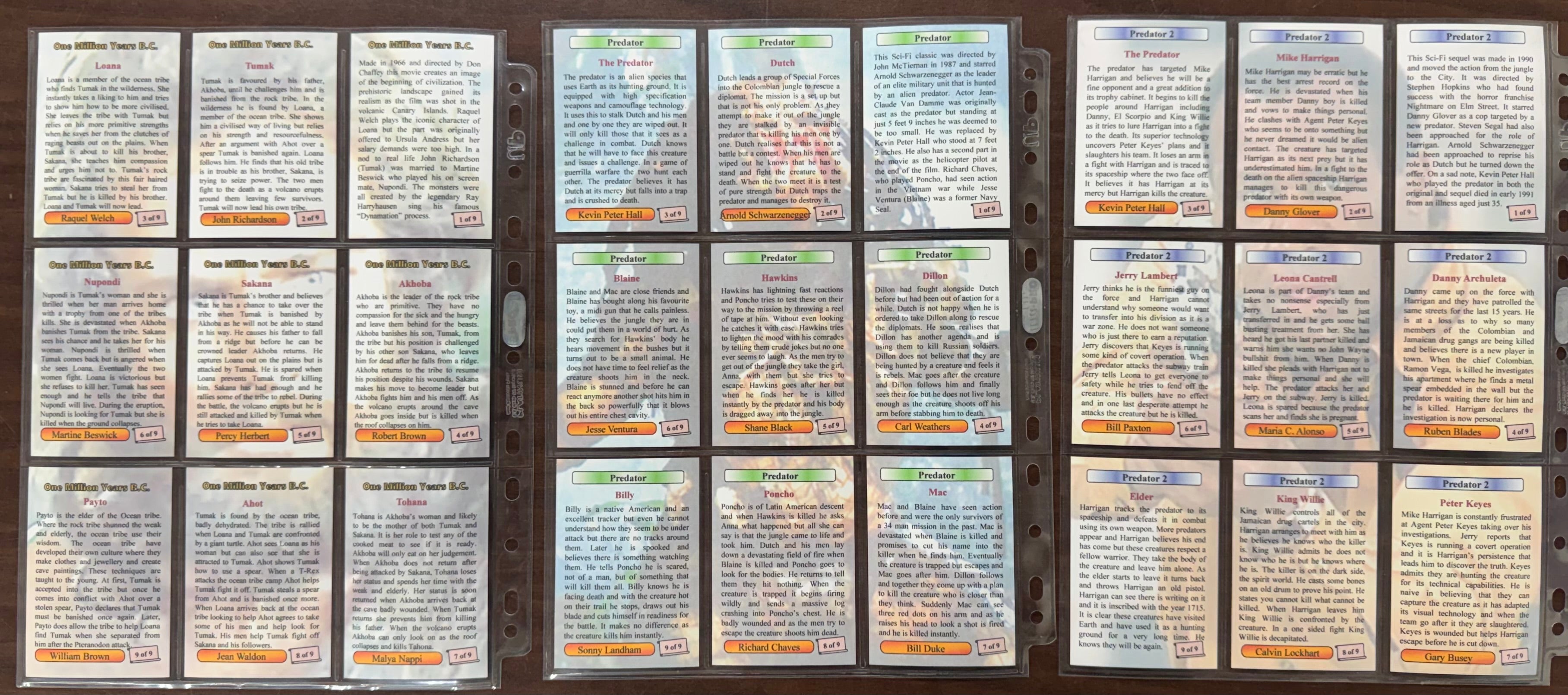 UK Custom Movie Card Set Lot, Predator, Frankenstein, Dracula