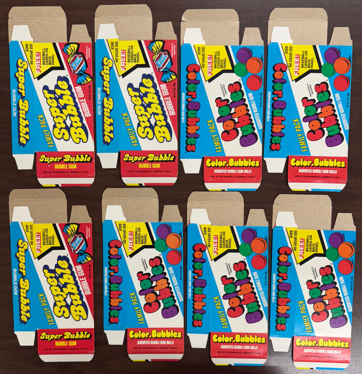 1985 Donruss Bubble Gum Empty Box Lot of 8 (5 Different 3 Duplicates)