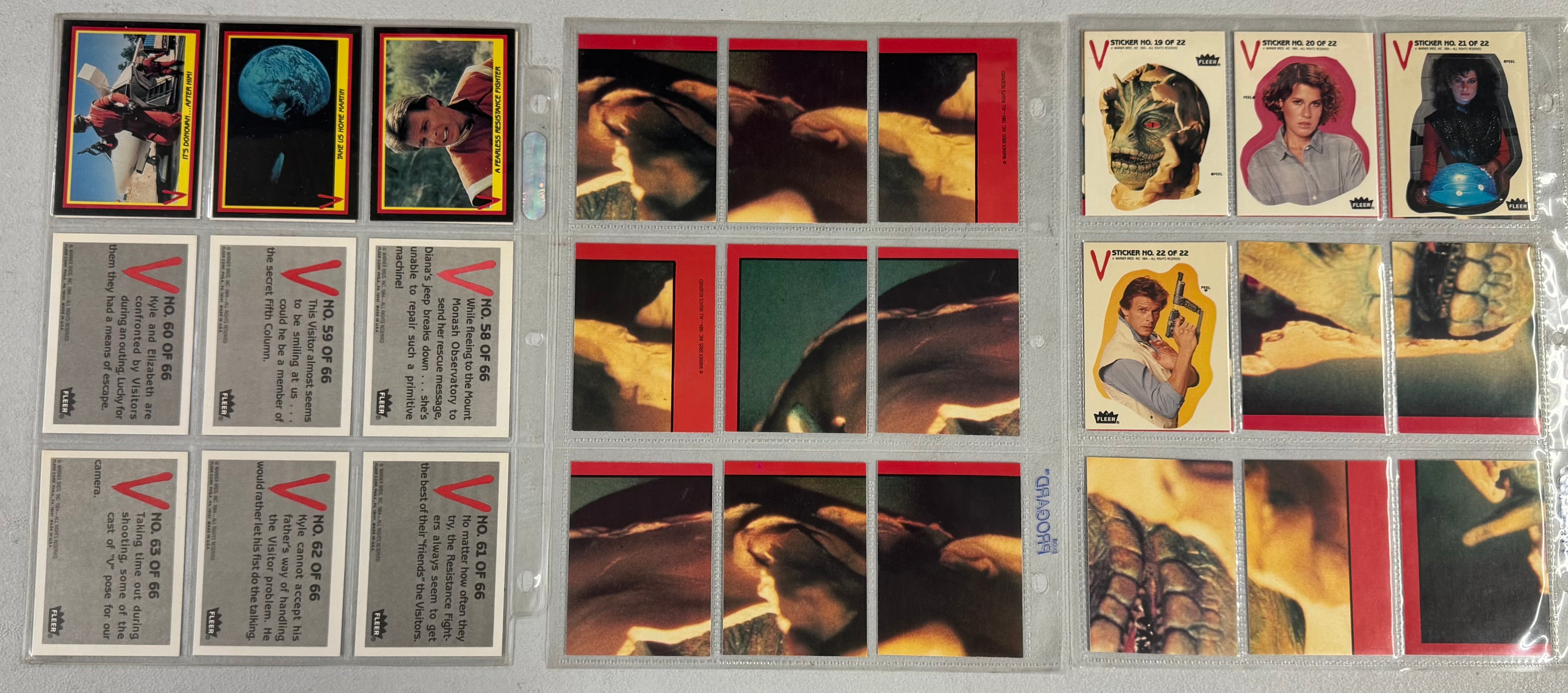 1984 Fleer V The TV Series Complete Card Set (66) W/ Stickers (22) EX-NM