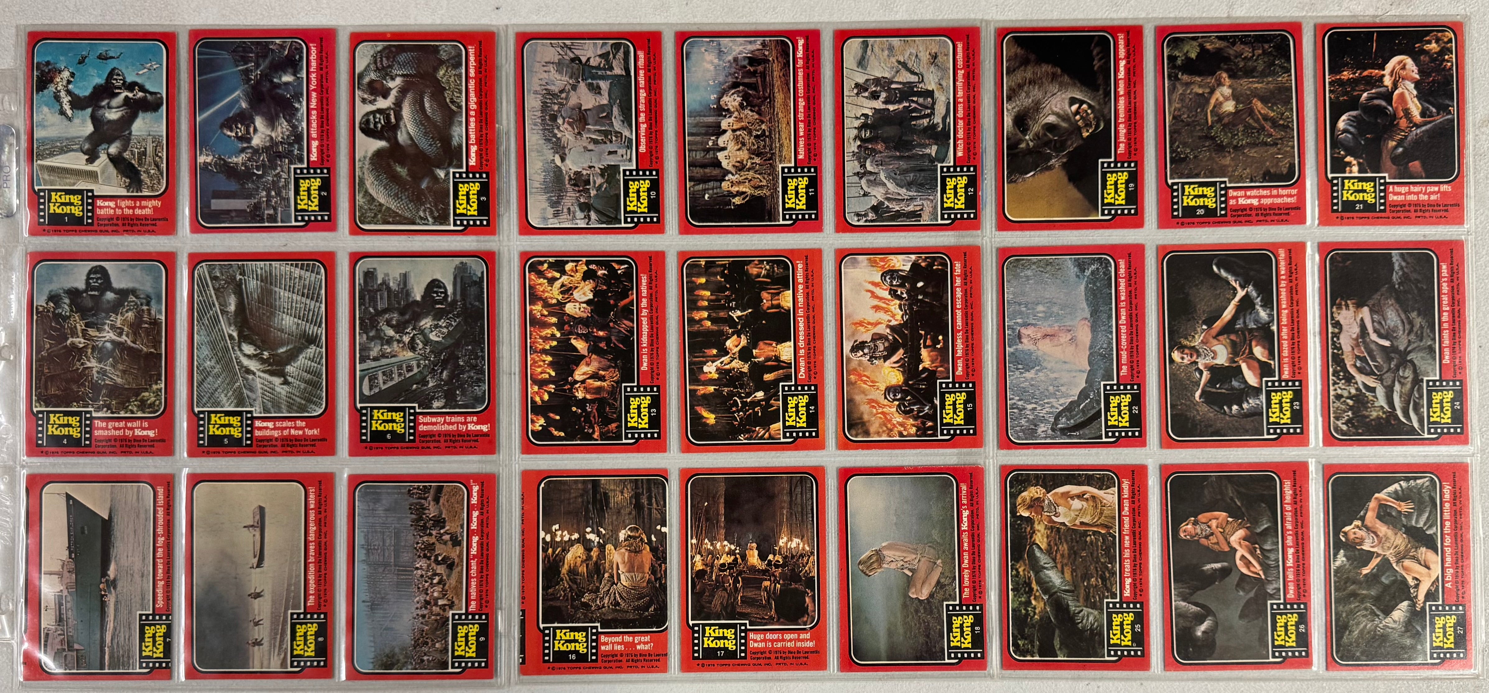 1976 Topps King Kong Complete Card Set (55) W/ Stickers (11) EX-NM