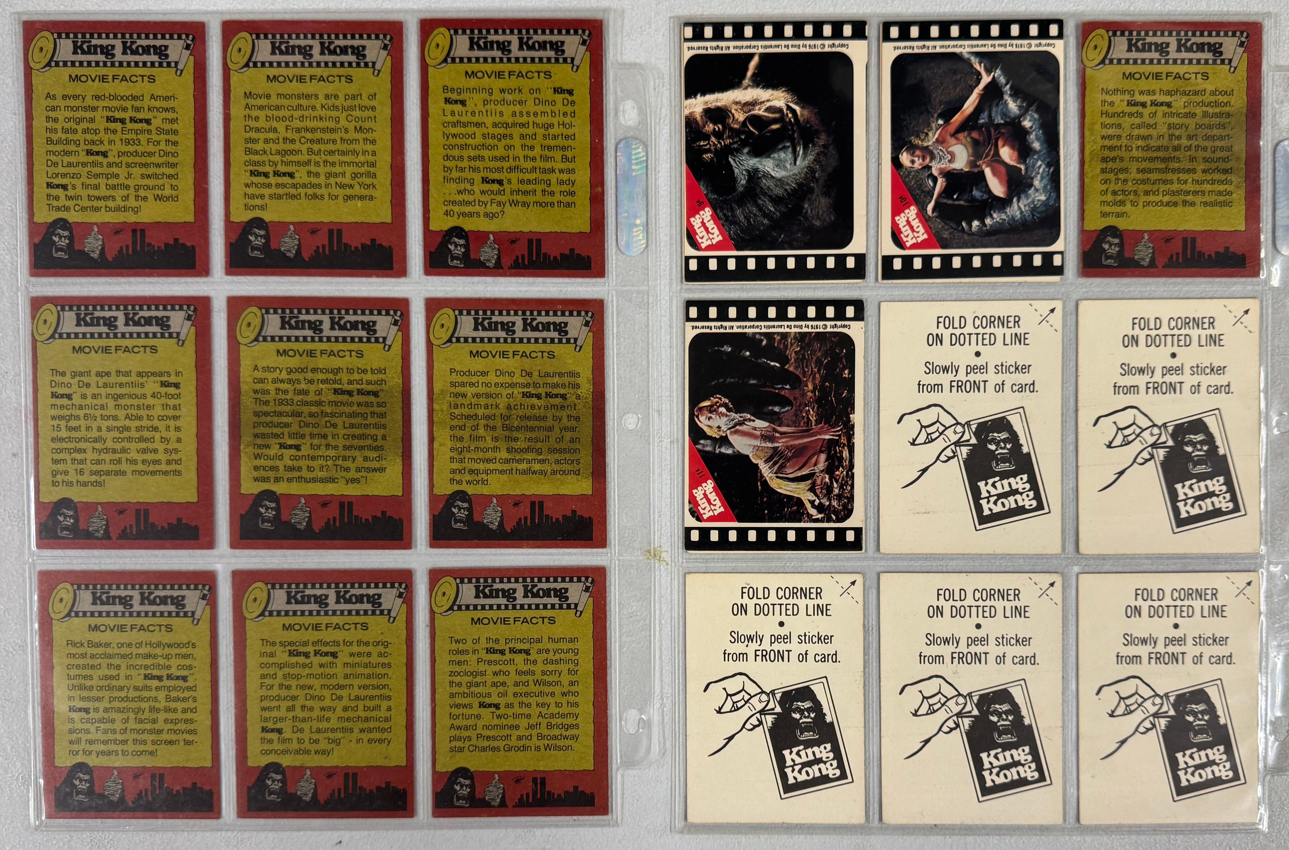 1976 Topps King Kong Complete Card Set (55) W/ Stickers (11) EX-NM
