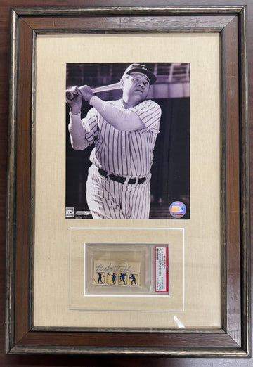 Babe Ruth Signed Autographed Cut PSA Authentic Framed w/ Photo