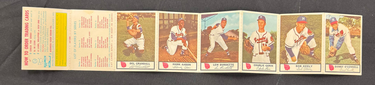 1955 Johnston Cookies Complete Series 1 6 Card Panel w/ Hank Aaron