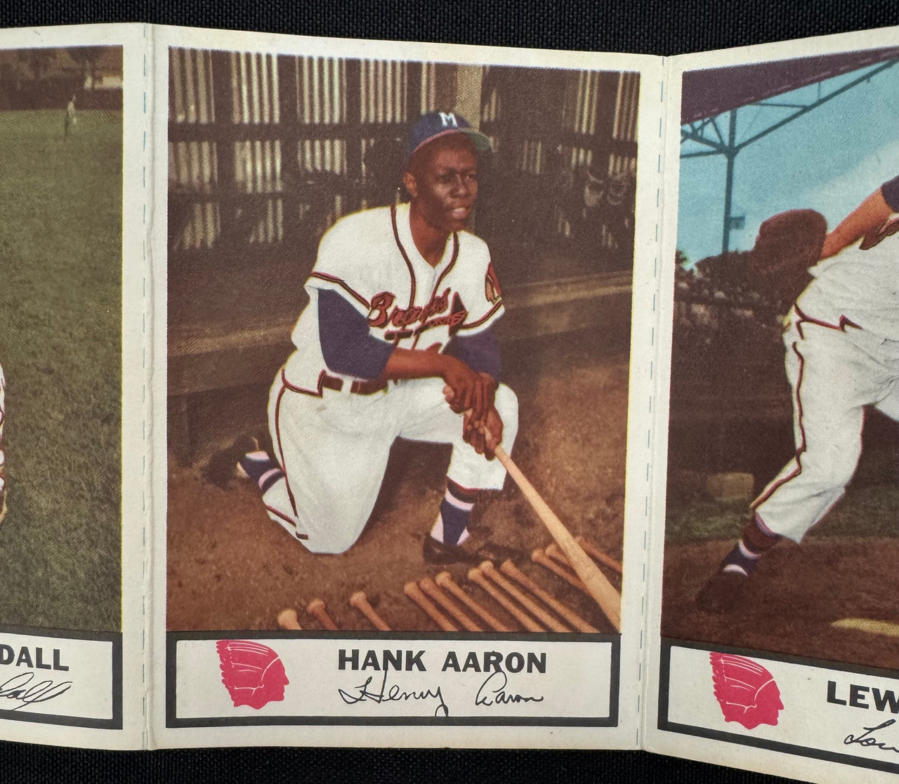 1955 Johnston Cookies Complete Series 1 6 Card Panel w/ Hank Aaron