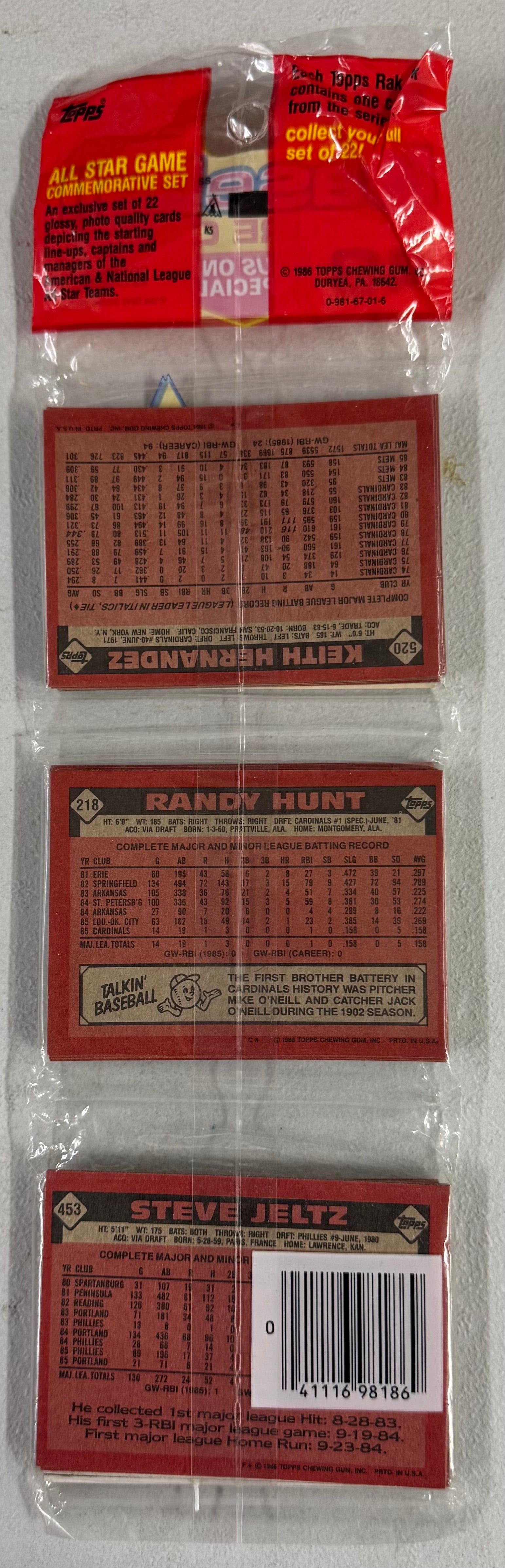 1986 Topps Baseball Rack Pack