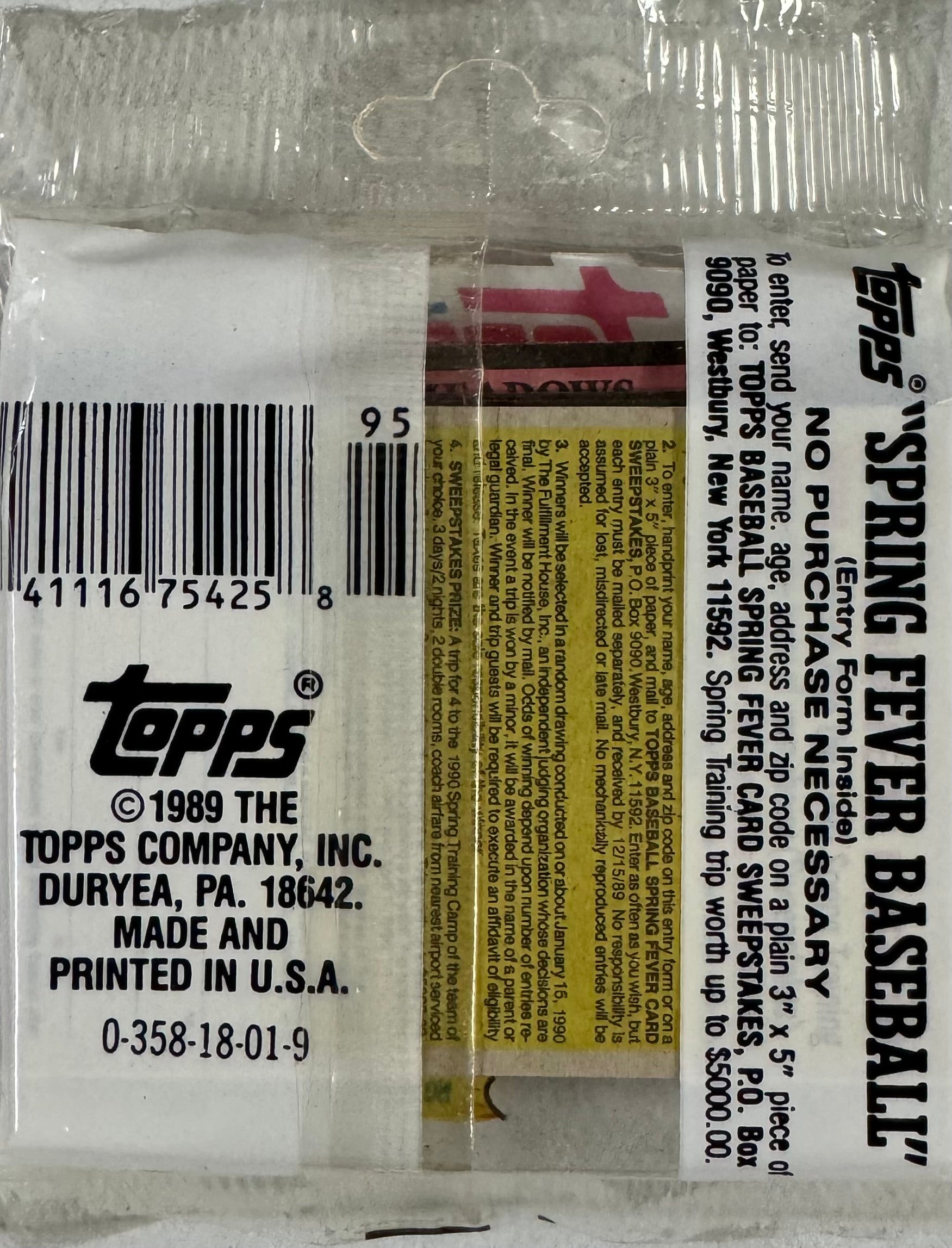 1989 Topps Baseball Hanger Pack (39 Cards)