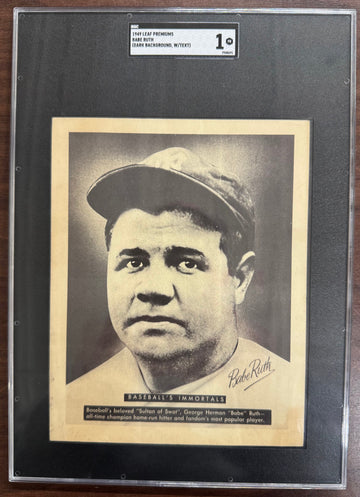 1949 Leaf Premiums Baseball's Immortals Babe Ruth Dark Background w/ Text SGC 1