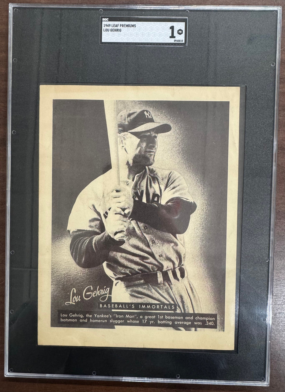 1949 Leaf Premiums Baseball's Immortals Lou Gehrig SGC 1
