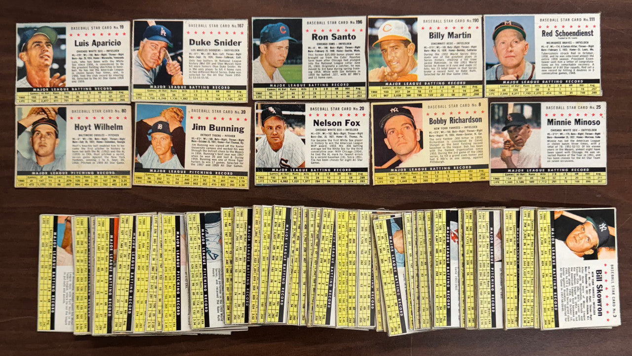 1961 Post Baseball Lot of 103 Different Cards w/ Stars VG-EX