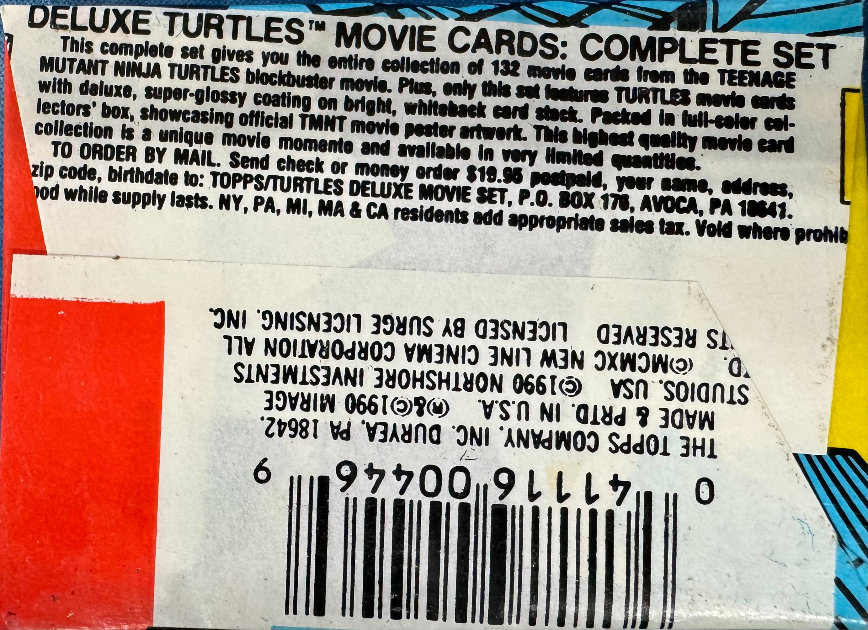 1990 Topps Teenage Mutant Ninja Turtles The Movie Wax Pack