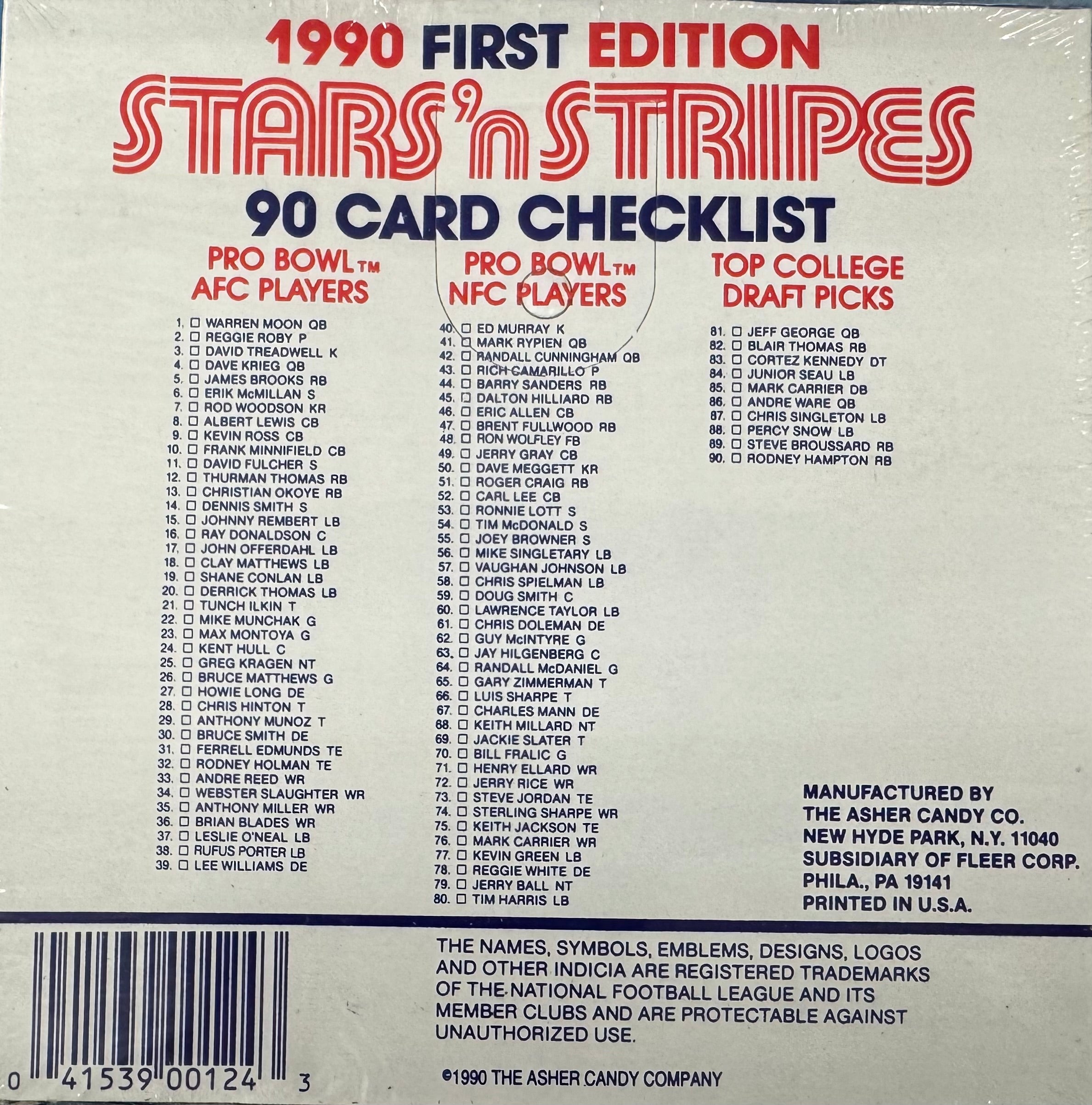 1990 Asher Candy First Edition Stars 'n Stripes Football Pack