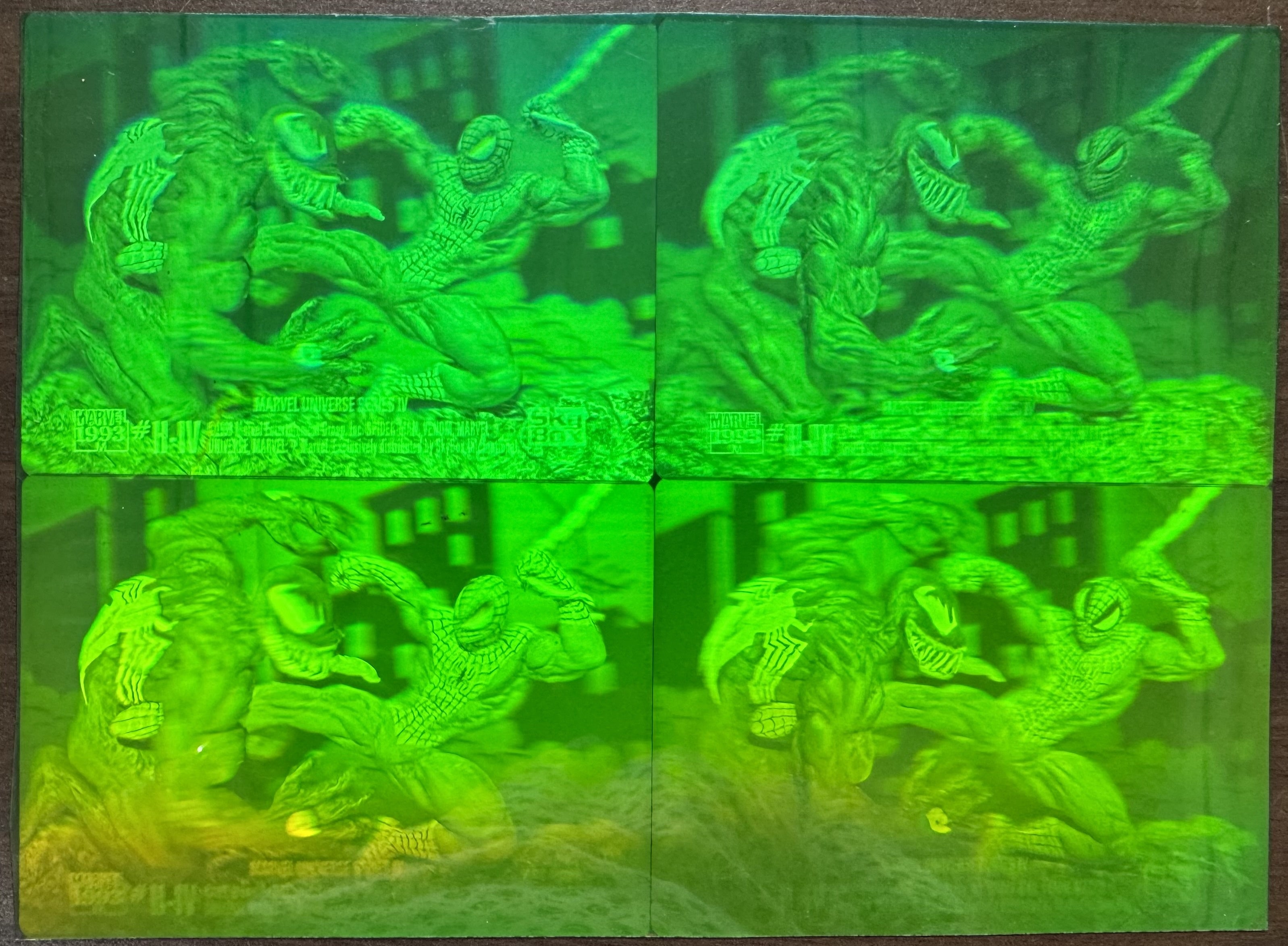 1993 SkyBox Marvel Universe Series IV Holo Spider-Man VS Venom Test Sheet Proof