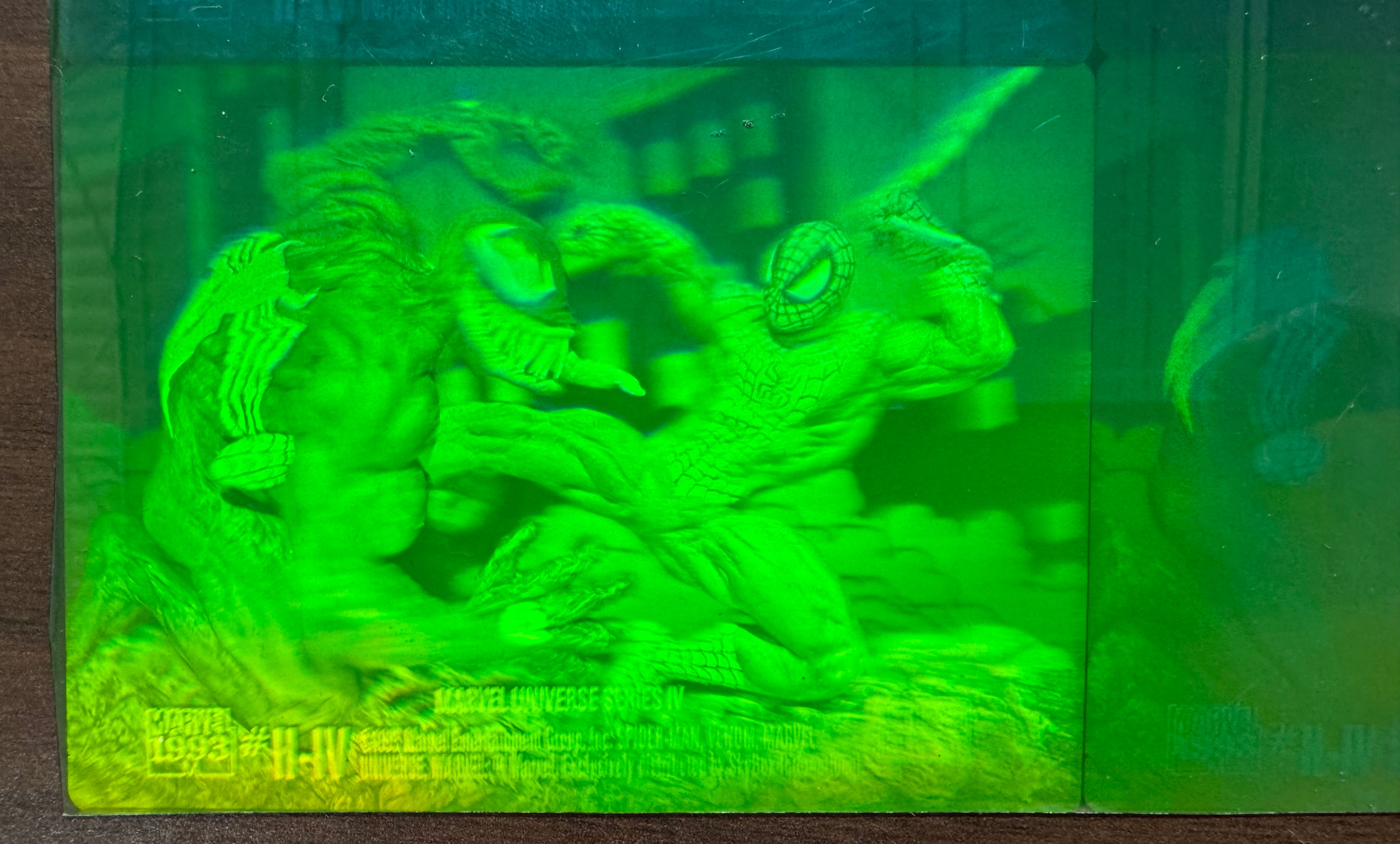 1993 SkyBox Marvel Universe Series IV Holo Spider-Man VS Venom Test Sheet Proof