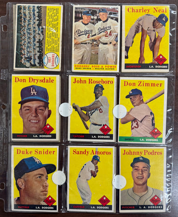 1958 Topps Baseball Los Angeles Dodgers Complete Team Set EX