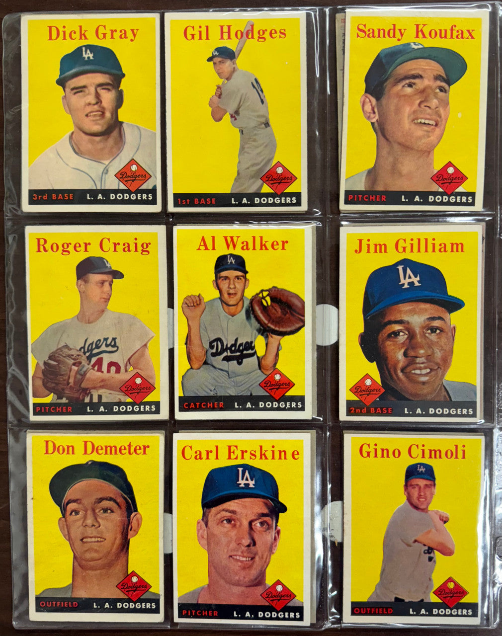 1958 Topps Baseball Los Angeles Dodgers Complete Team Set EX