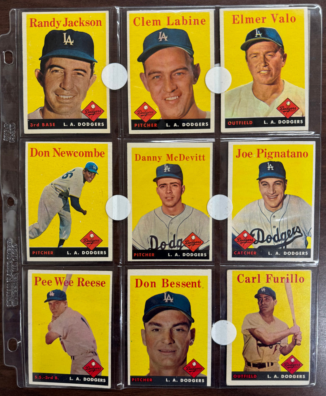 1958 Topps Baseball Los Angeles Dodgers Complete Team Set EX