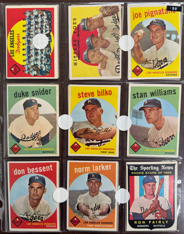 1959 Topps Baseball Los Angels Dodgers Complete Team Set EX-EX/MT