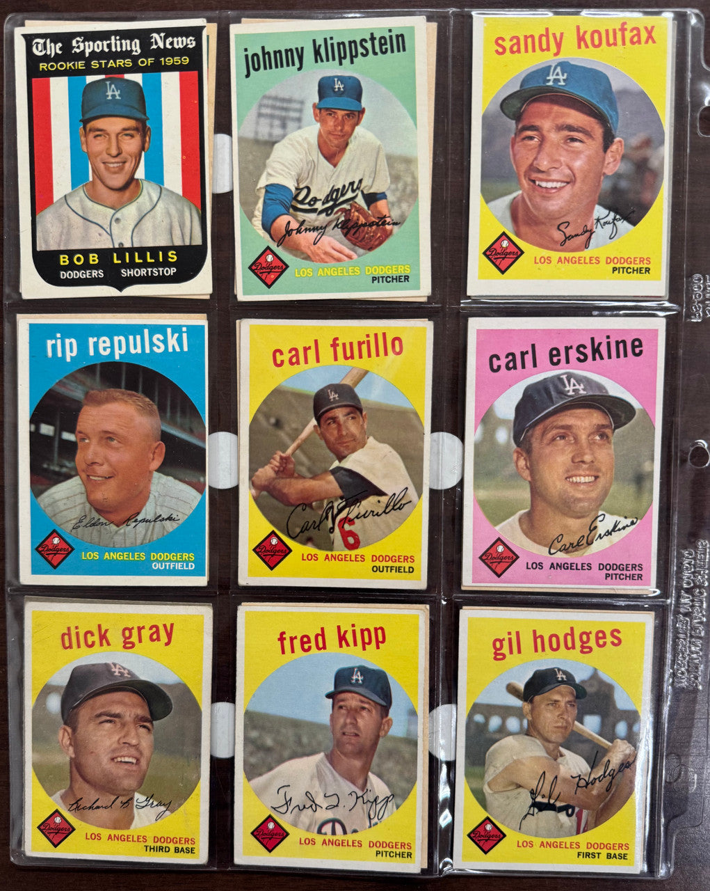 1959 Topps Baseball Los Angels Dodgers Complete Team Set EX-EX/MT