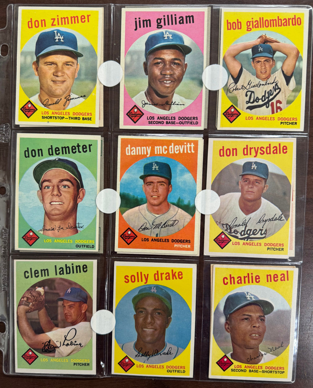1959 Topps Baseball Los Angels Dodgers Complete Team Set EX-EX/MT