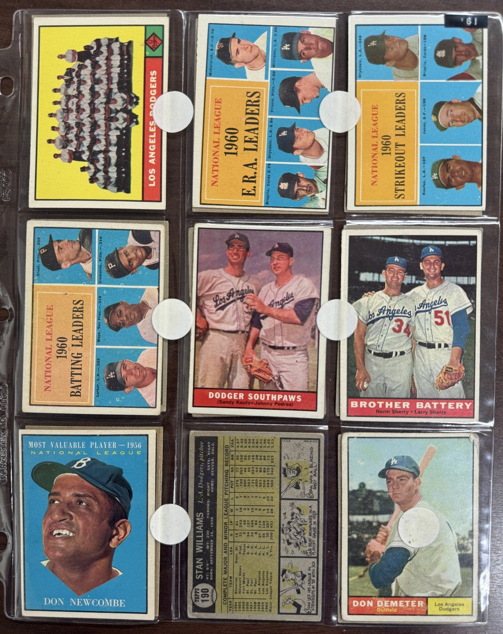 1961 Topps Baseball LA Dodgers Near Complete Team Set Missing Koufax + VG/EX
