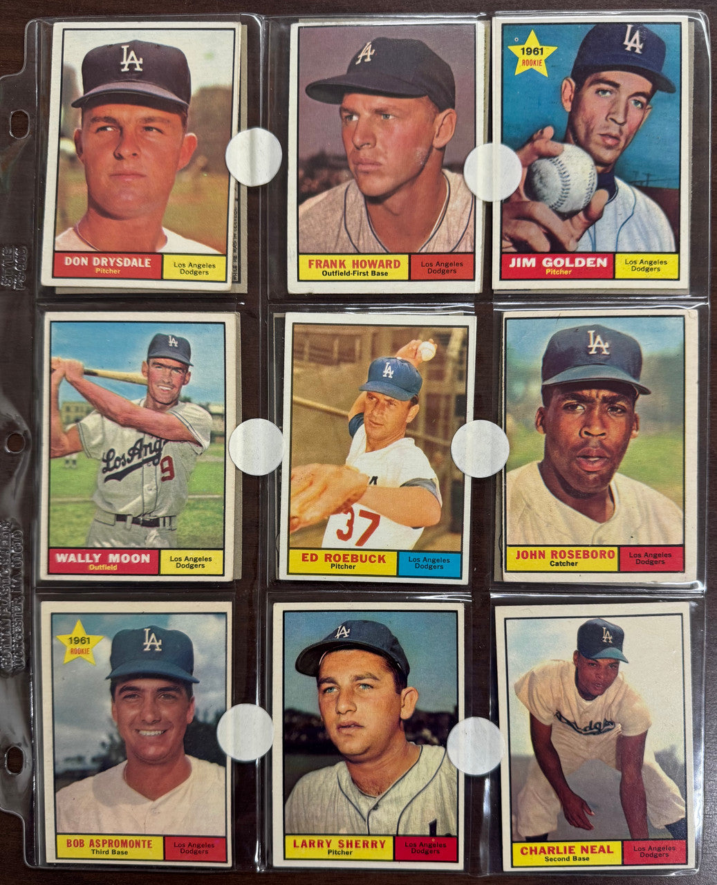 1961 Topps Baseball LA Dodgers Near Complete Team Set Missing Koufax + VG/EX