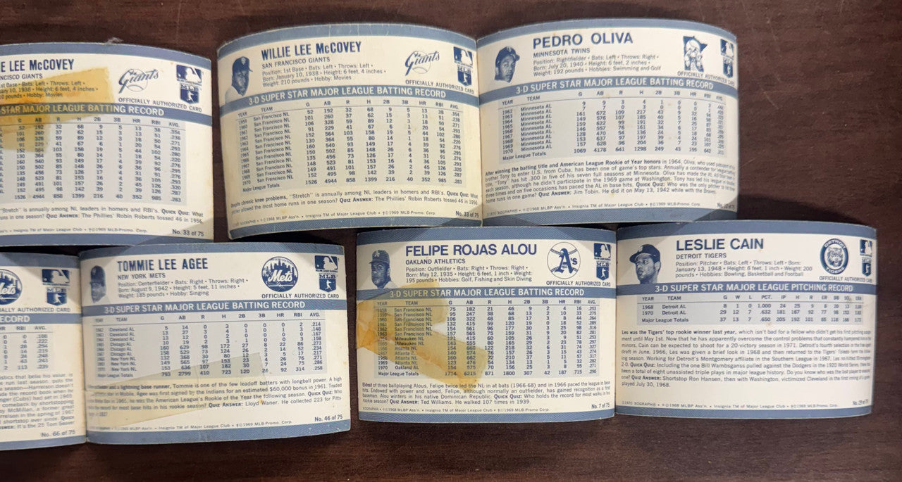 1971 Kellogg's Baseball Lot of 11 Low Grade Banks McCovey Oliva