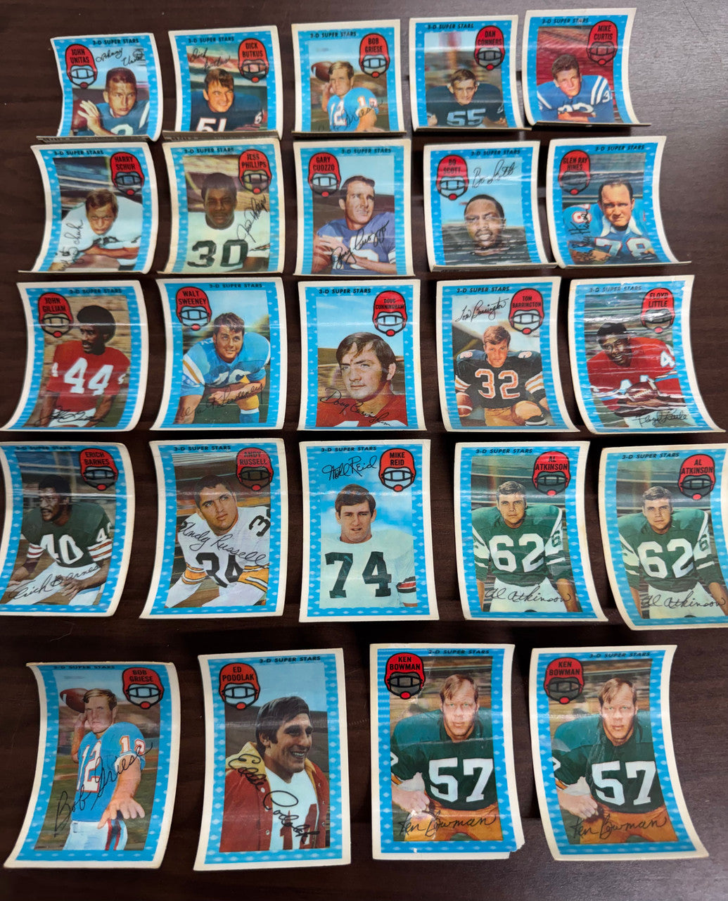 1971 Kellogg's Football Lot of 24 Low Grade Unitas Butkus Griese