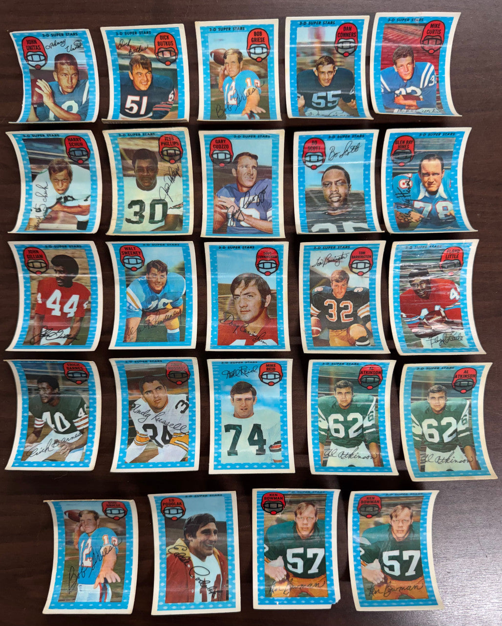 1971 Kellogg's Football Lot of 24 Low Grade Unitas Butkus Griese