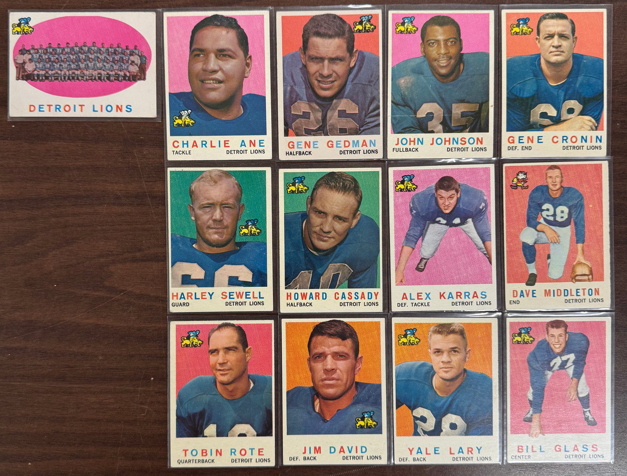 1959 Topps Detroit Lions Team Lot of 13 VG/EX-EX Karras RC