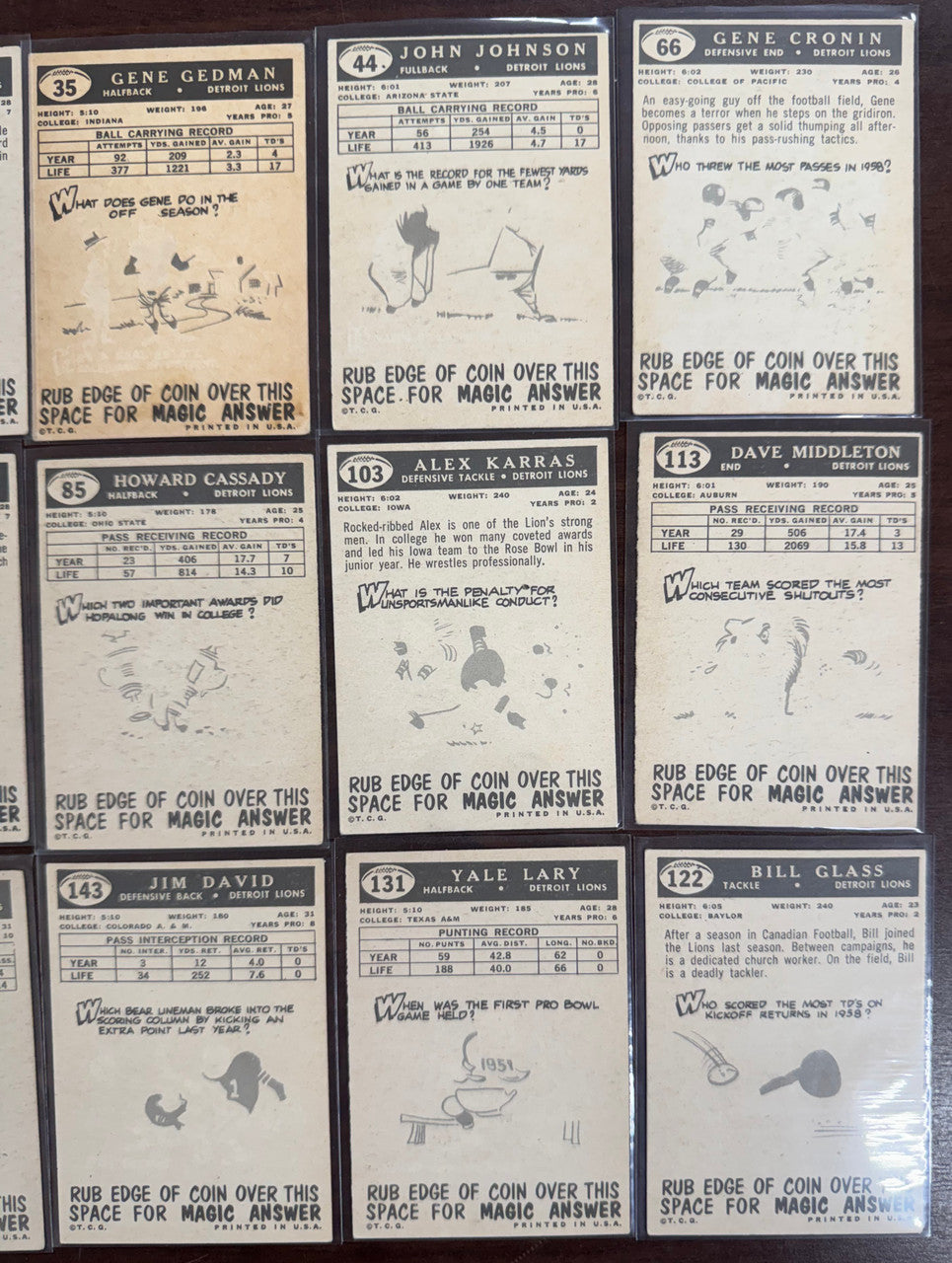 1959 Topps Detroit Lions Team Lot of 13 VG/EX-EX Karras RC