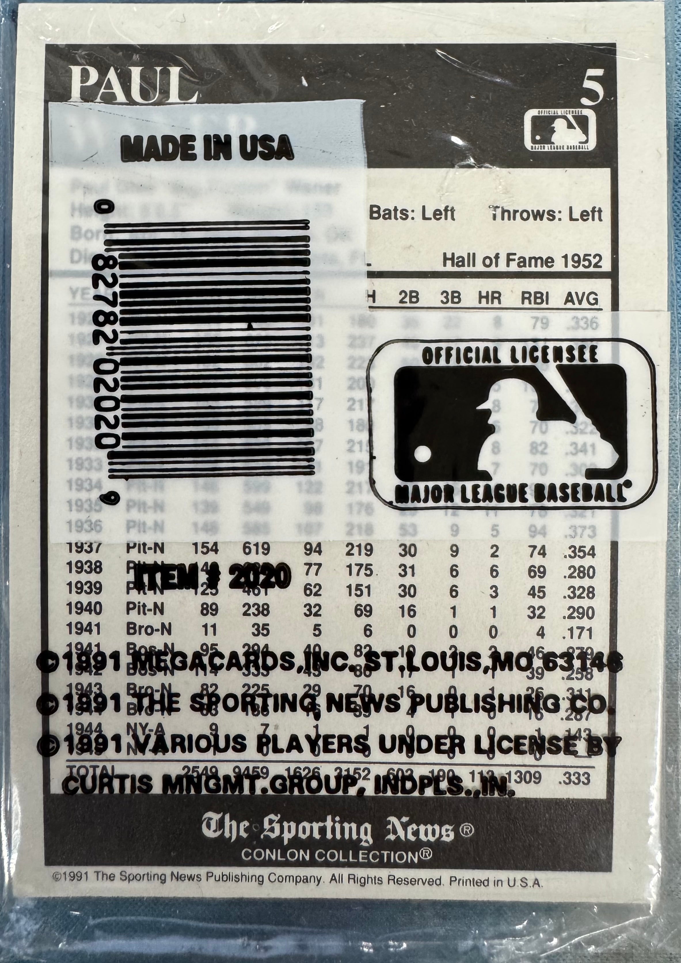 1991 Conlon Collection Baseball Cello Pack (18 Cards)