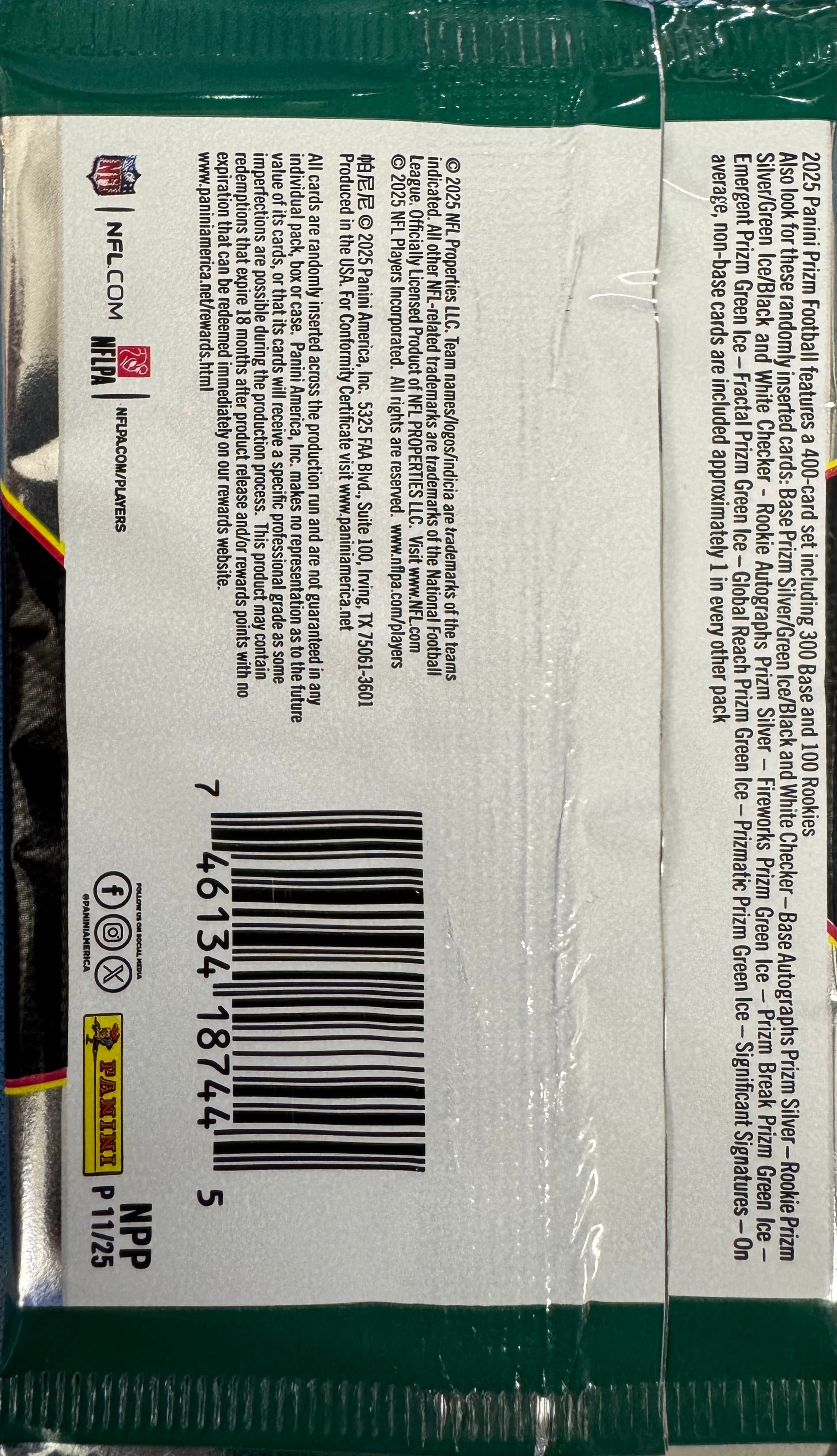 2025 Panini Prizm Football Retail Pack