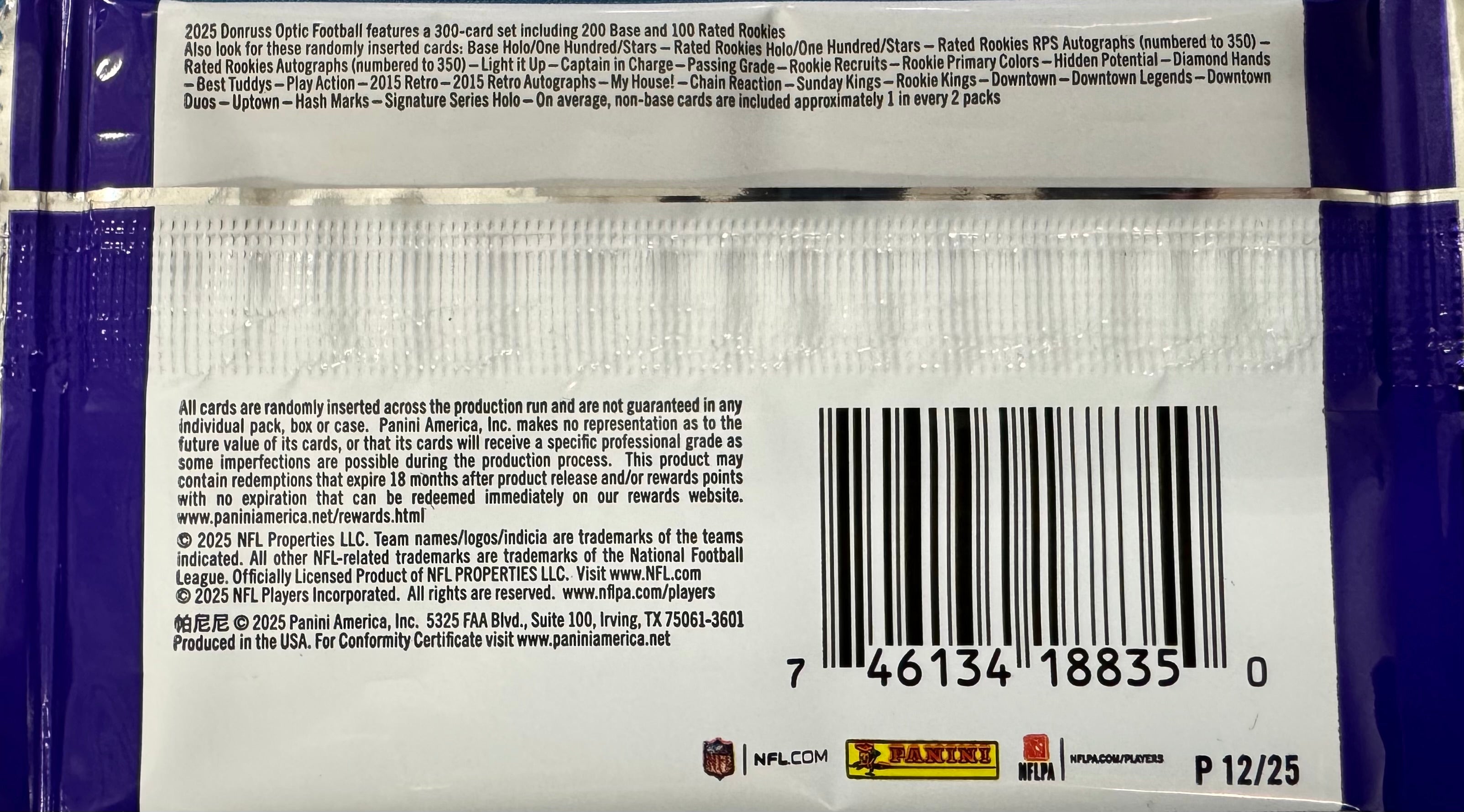 2025 Panini Donruss Optic Football Retail Pack