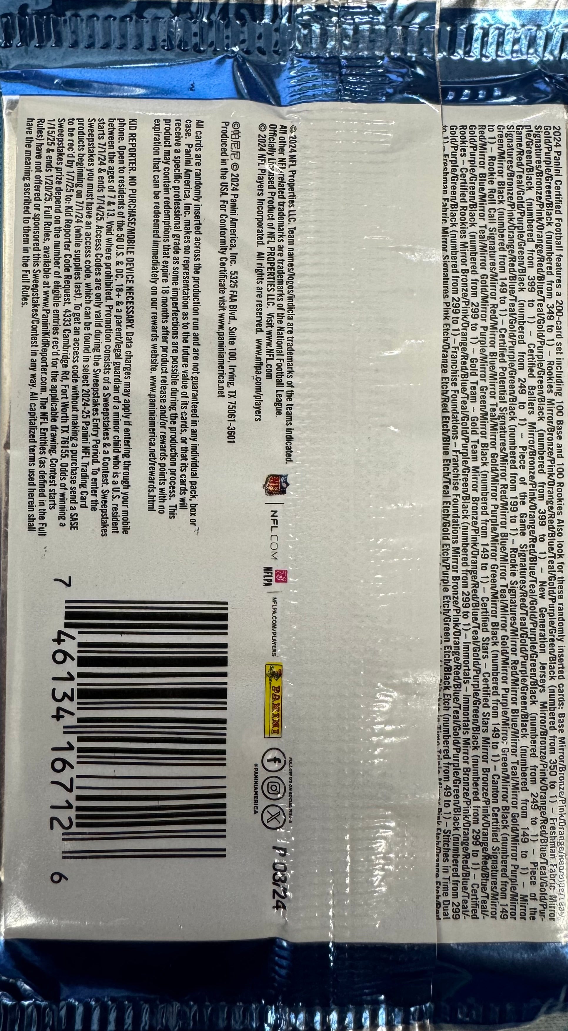 2024 Panini Certified Football Hobby Pack