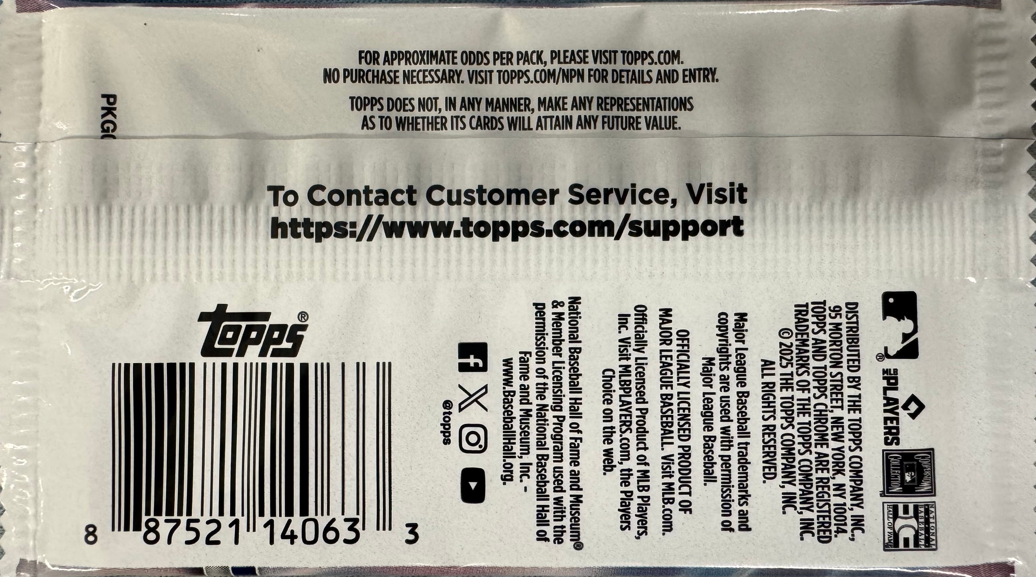 2025 Topps Chrome Baseball Hobby Pack