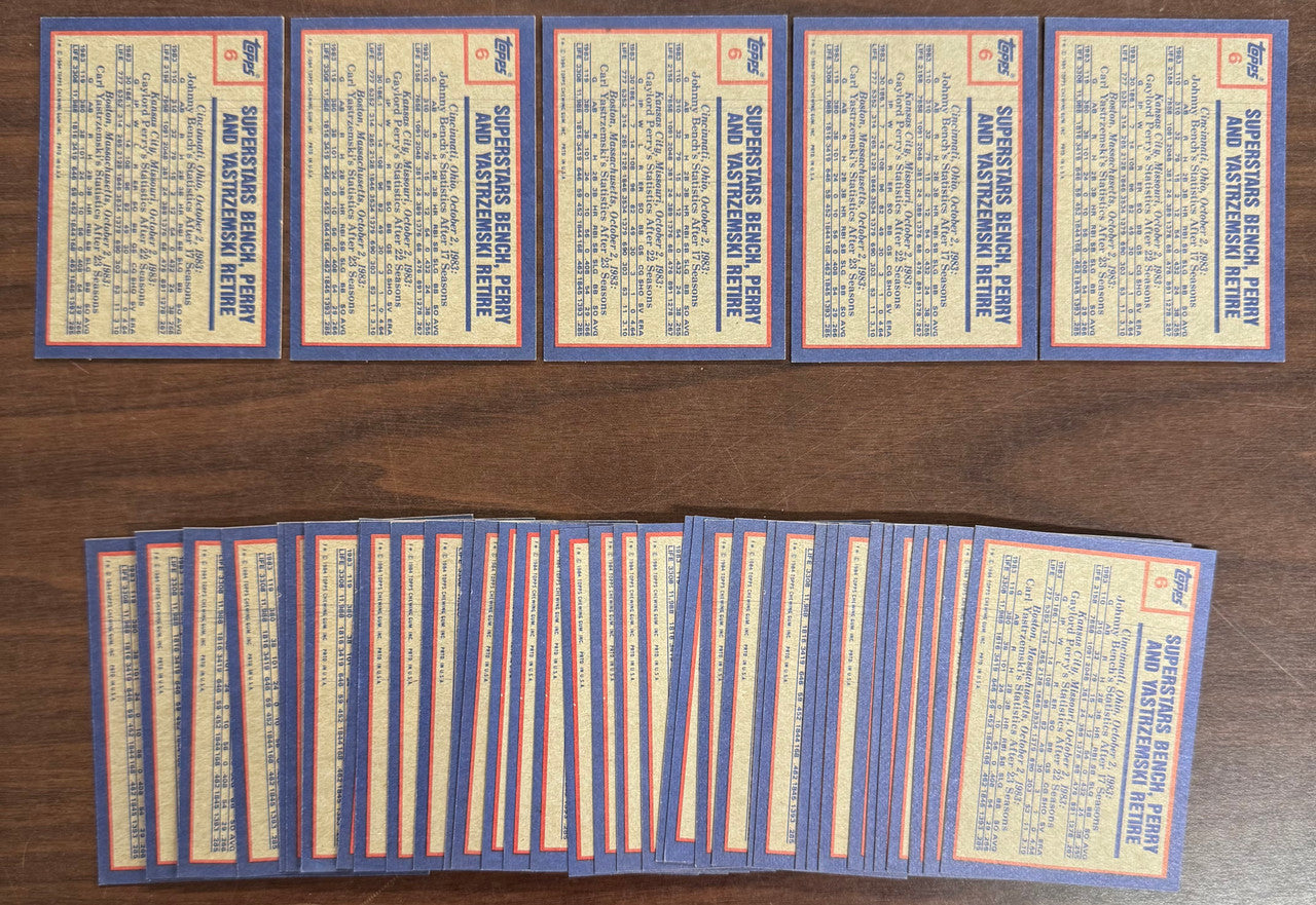 1984 Topps Baseball Johnny Bench Perry Yastrzemski Retire #6 - Lot of 45 NM/MT