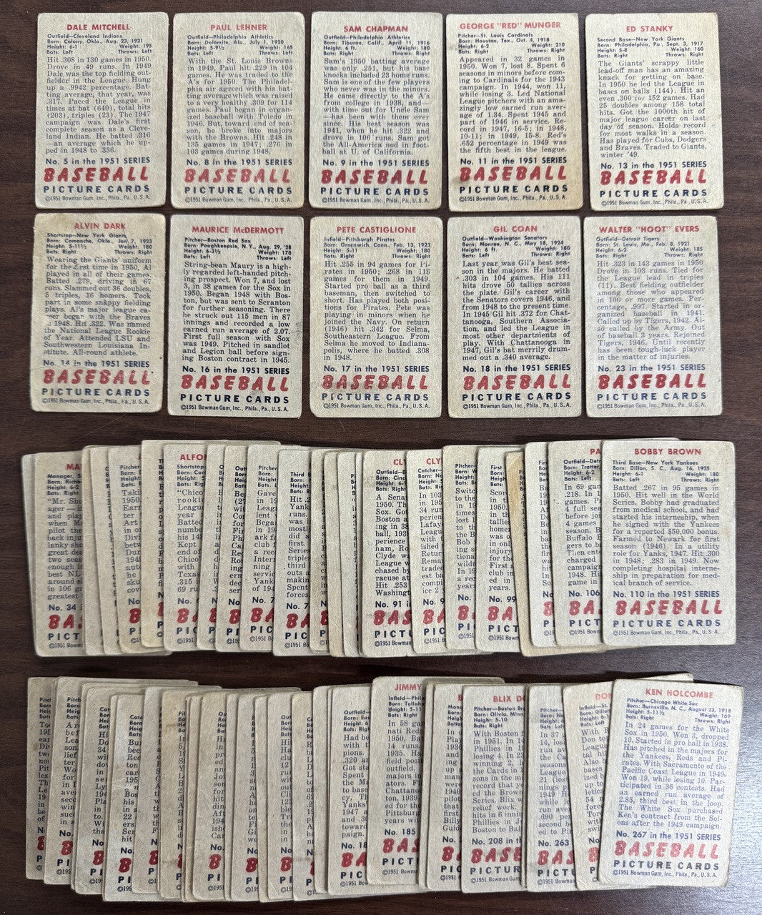 1951 Bowman Baseball Lot of 68 All Different Low Grade