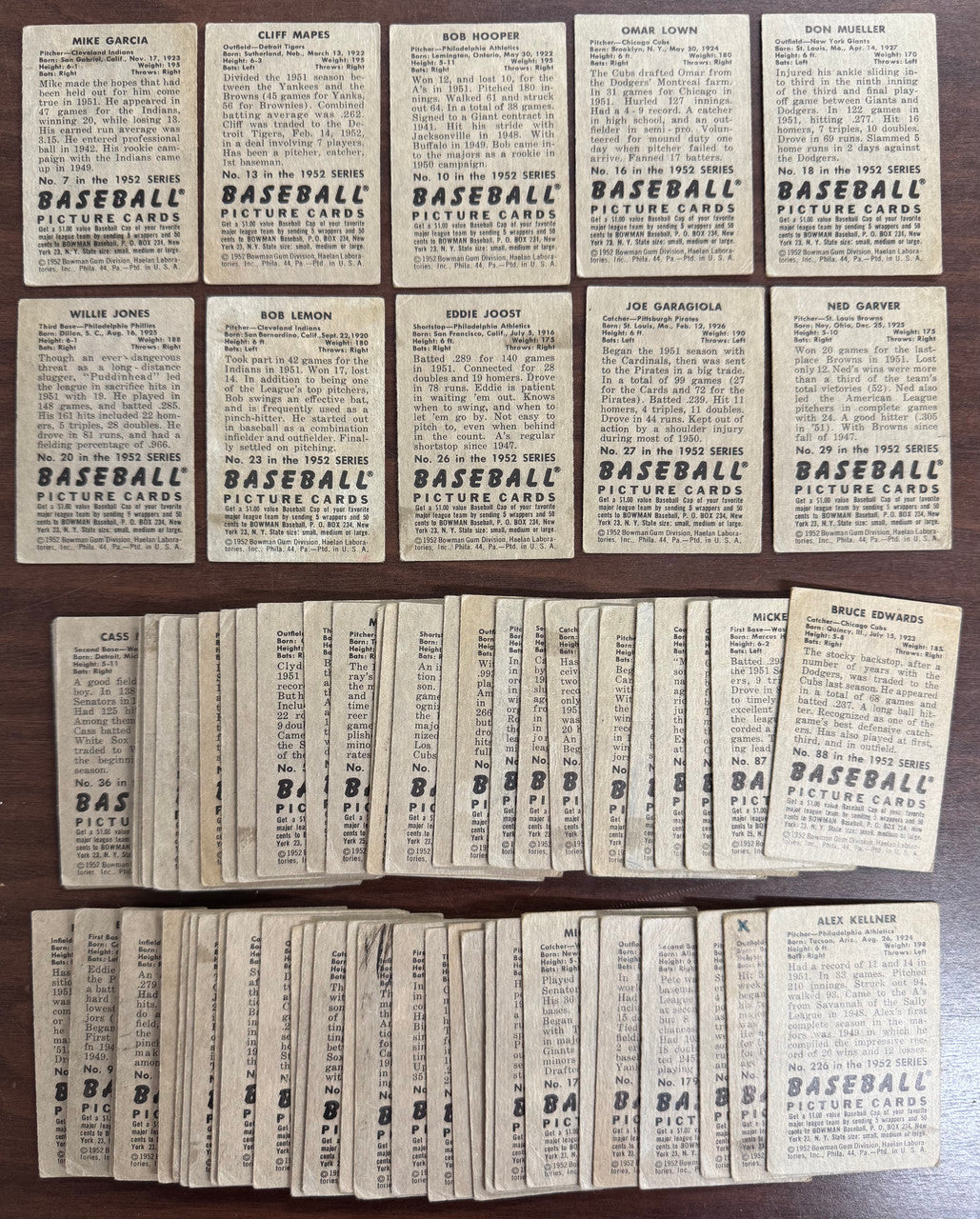 1952 Bowman Baseball Lot of 69 All Different Low Grade
