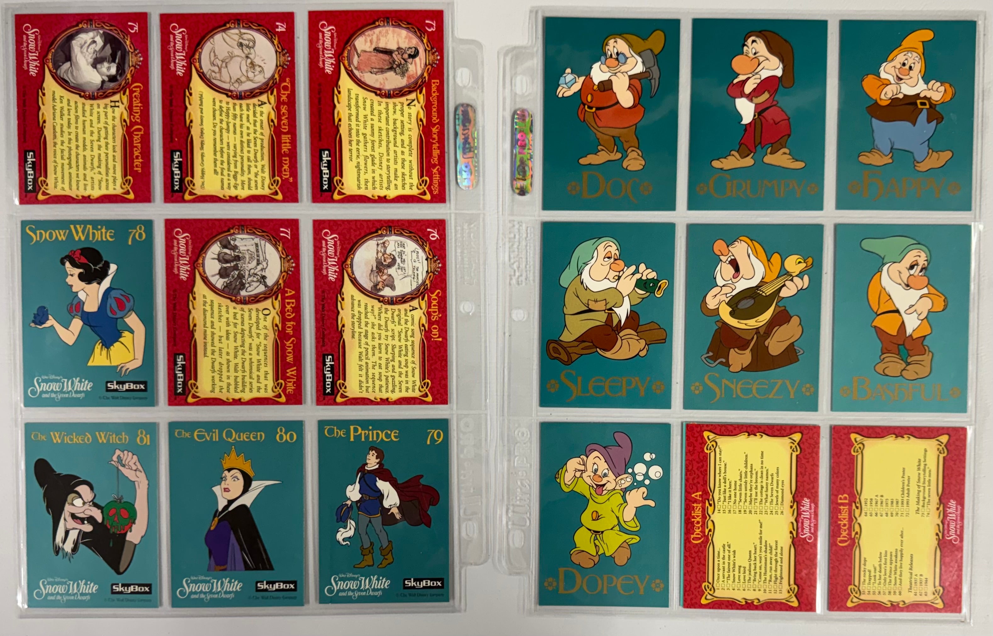 1993/94 SkyBox Disney Snow White Series 1-2 Complete Card Sets (180) NM